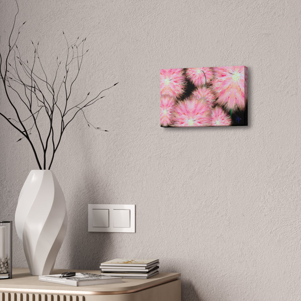 Pink Dandelion Burst Canvas Print — Stretched 1.5" Floral Wall Art