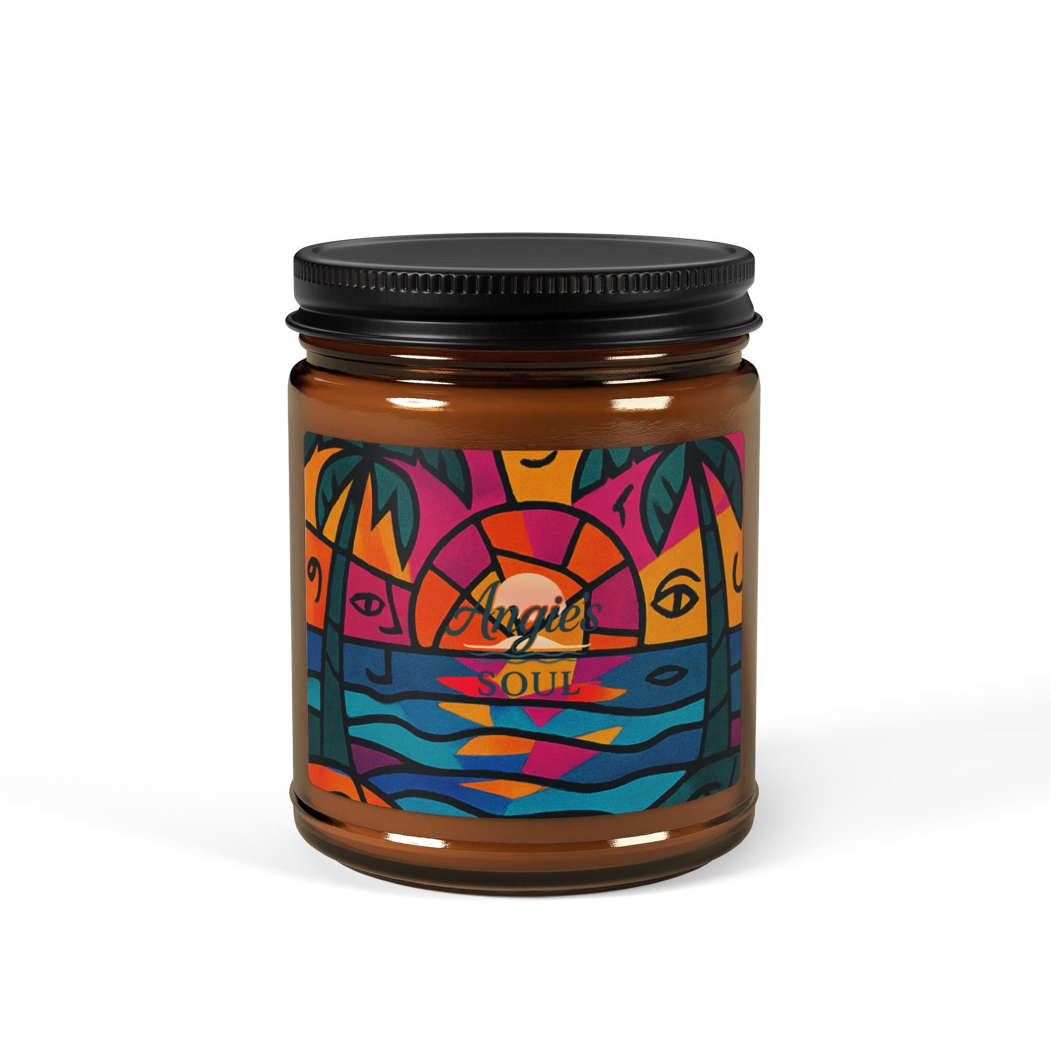 Tropical Sunset Soy Candle — Scented Amber Jar (Multi-Size)