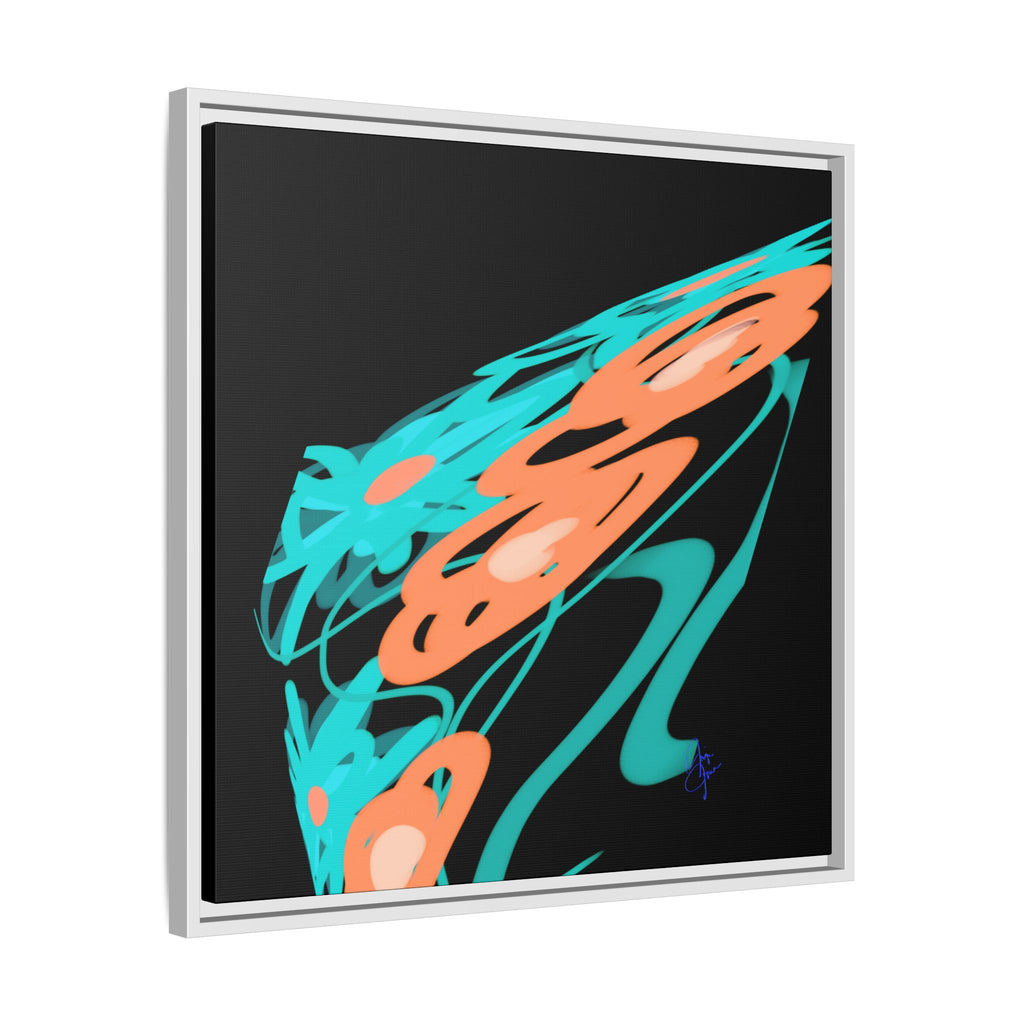 Abstract Teal & Coral Splash Framed Canvas