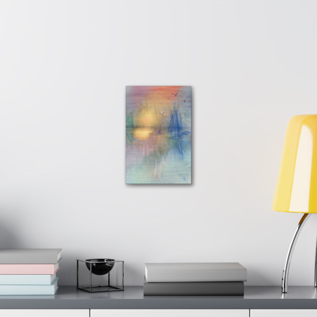Sunset Harbor Abstract Canvas Wall Art – Stretched 1.5"