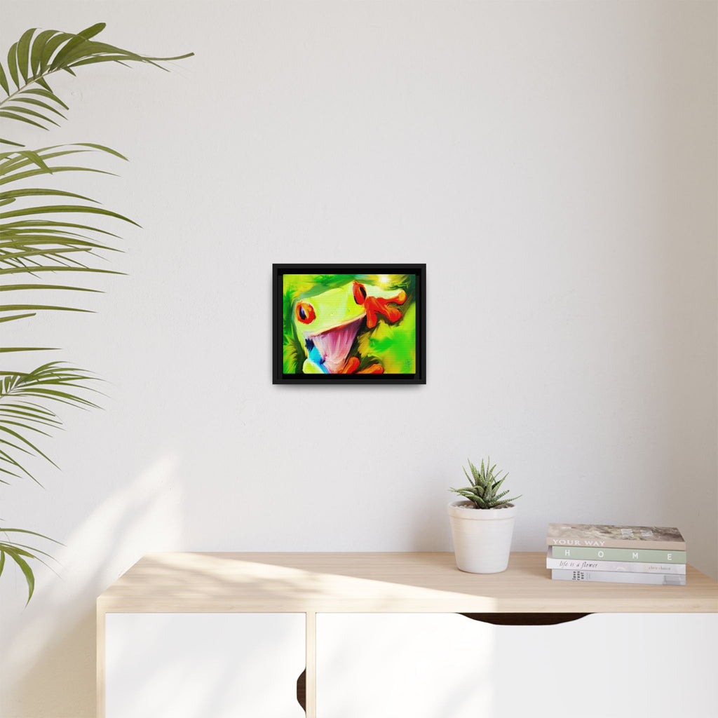 Colorful Tree Frog Matte Canvas Print — Framed Tropical Wall Art