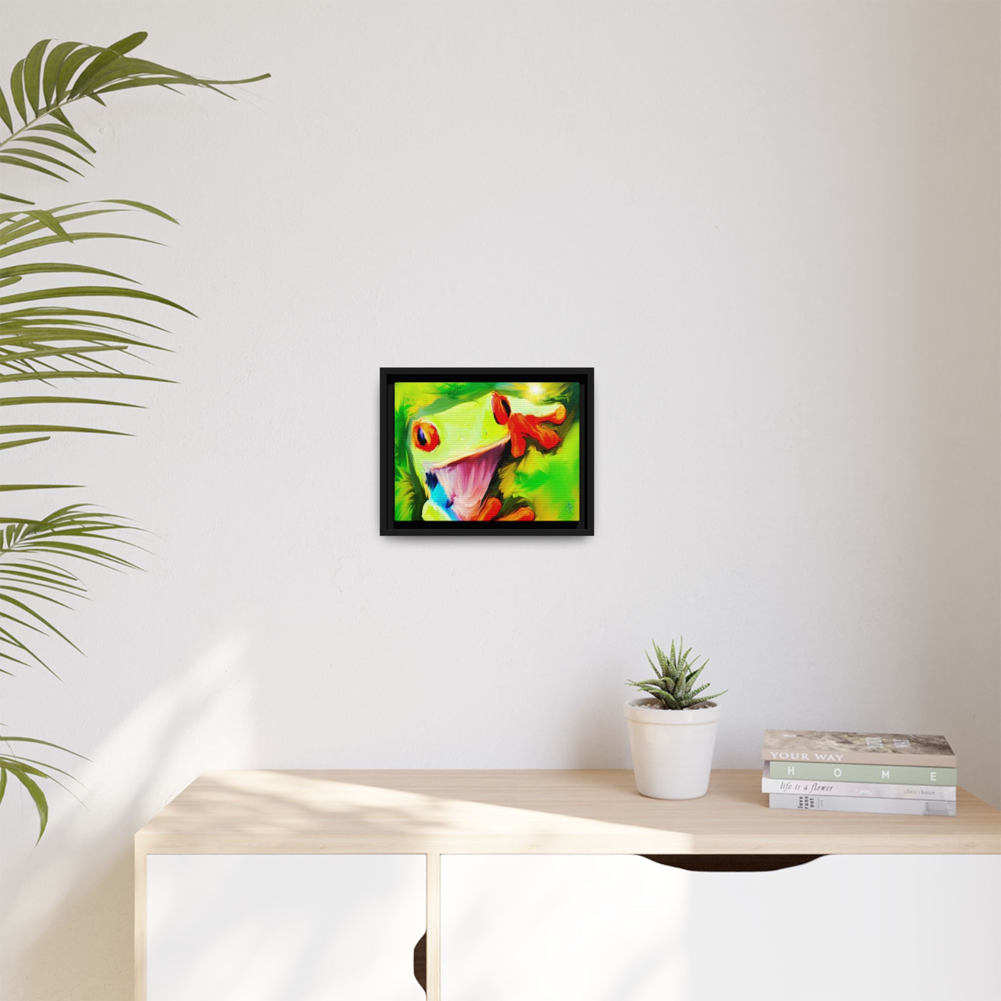 Colorful Tree Frog Matte Canvas Print — Framed Tropical Wall Art