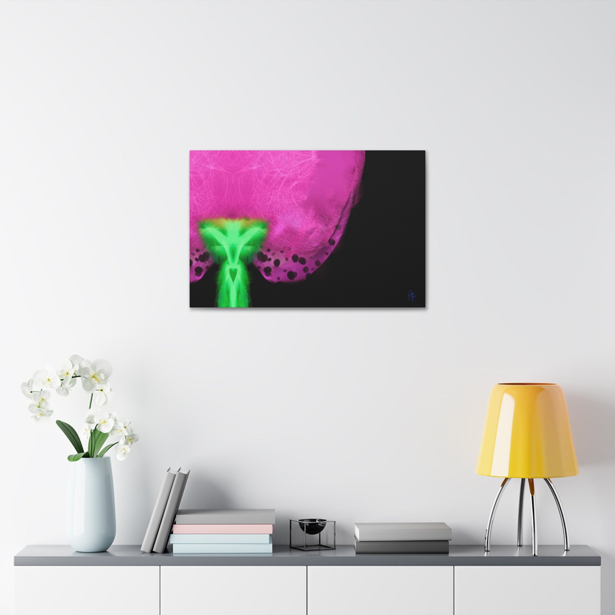 Neon Bloom Abstract Canvas Print — Pink & Green Modern Wall Art