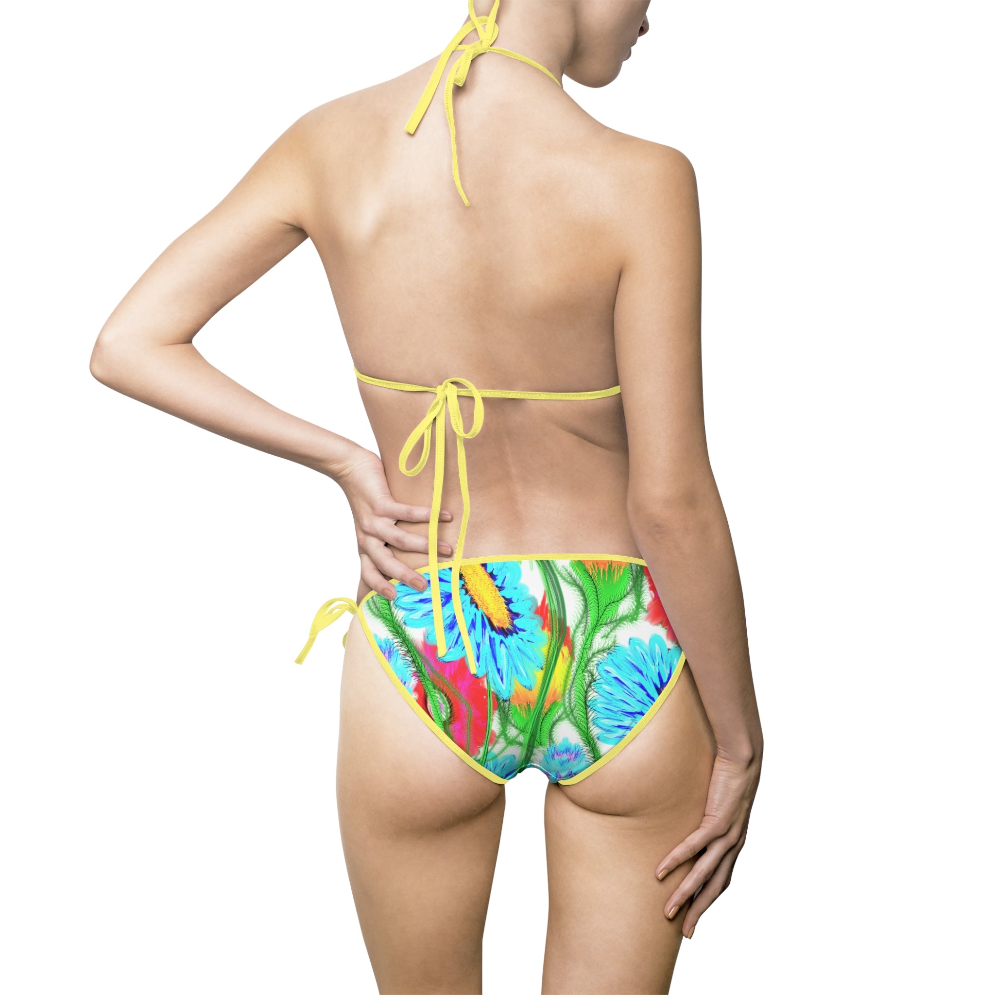 Tie-String Bikini - Bright Watercolor Floral Print