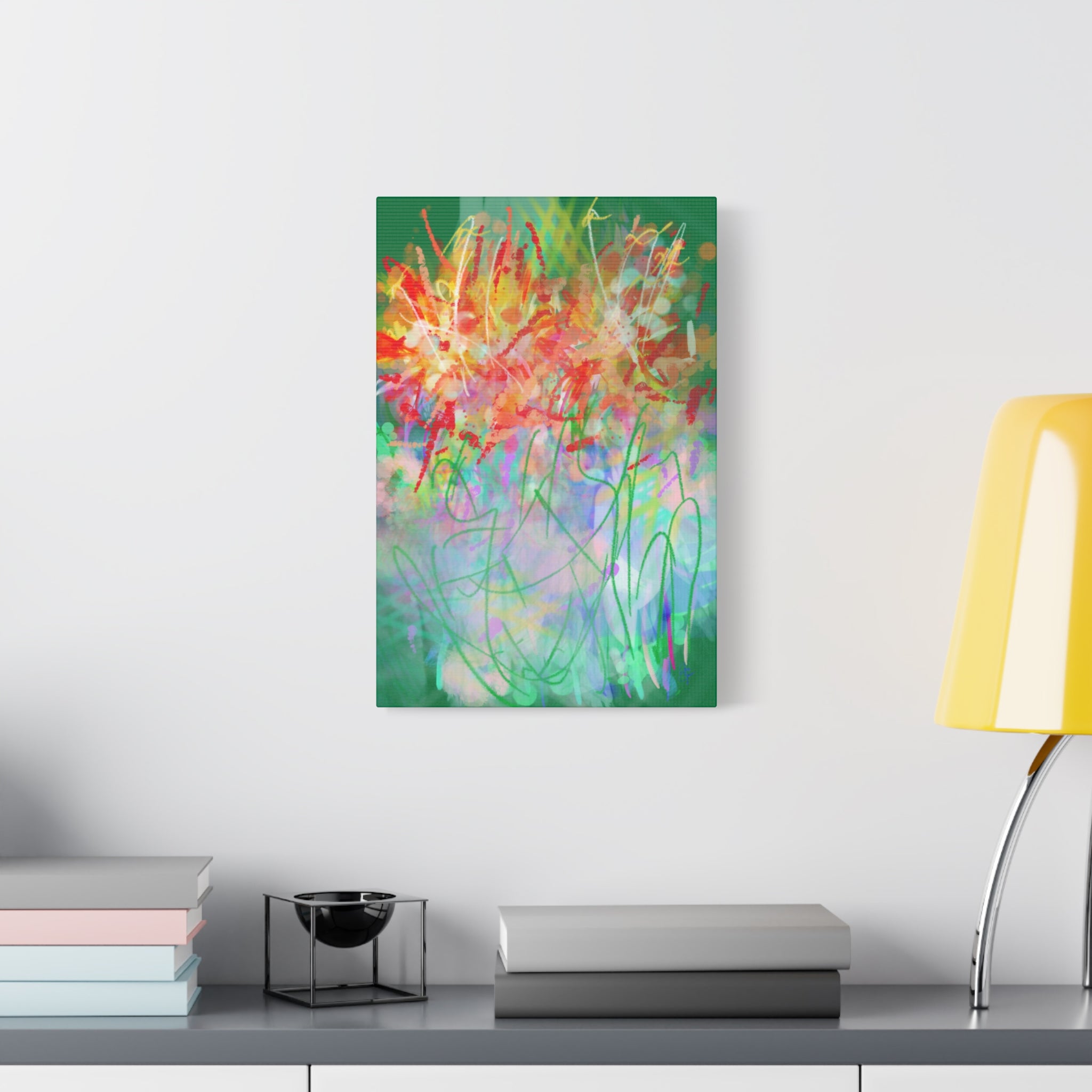 Abstract Floral Canvas Print — Colorful Spring Garden Matte Wall Art (Stretched 1.25")