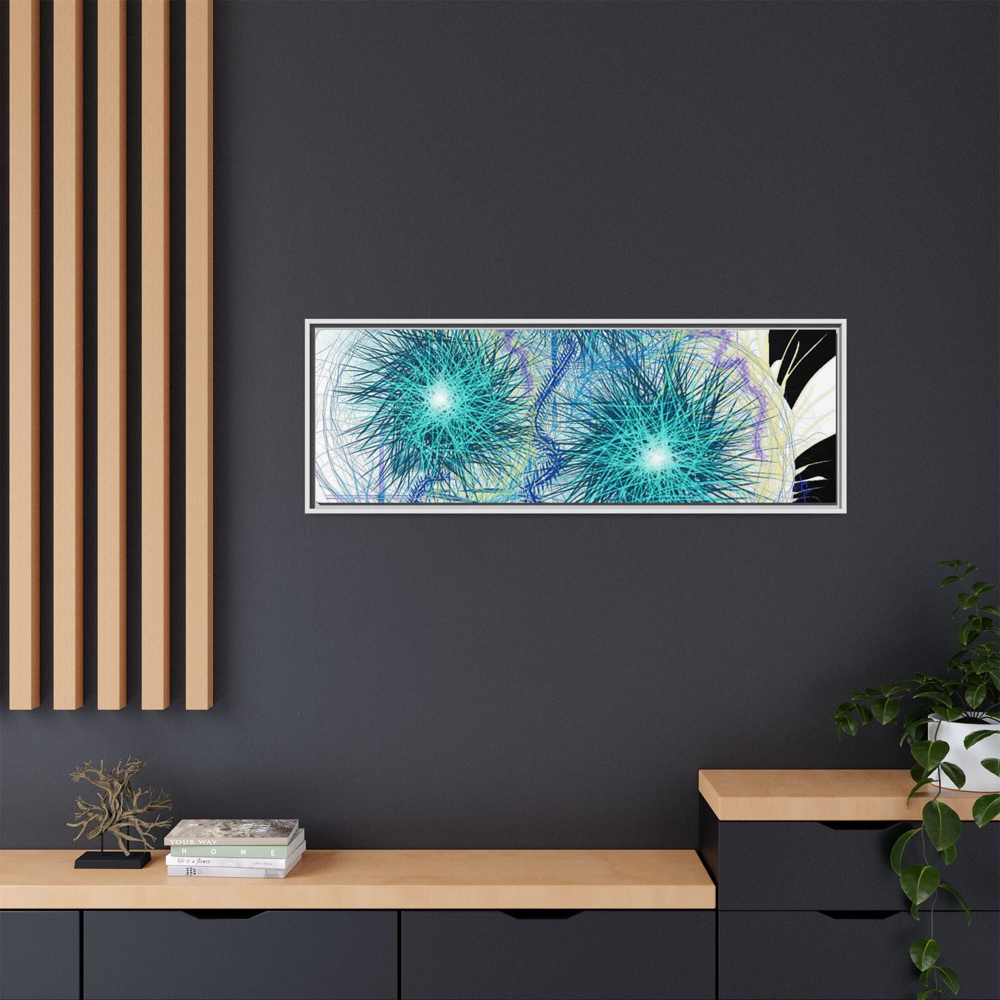 Dandelion Abstract Print Matte Canvas Framed Wall Art