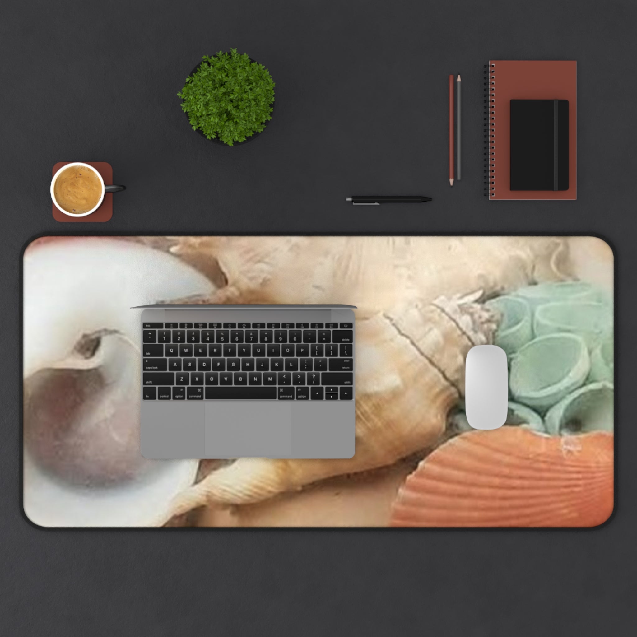Seashell Beach Desk Mat — Coastal Shells Mouse Pad for Office & Home
