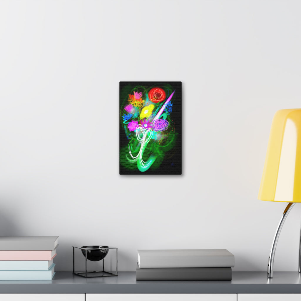 Neon Floral Abstract Canvas Print — Vibrant Glow Wall Art