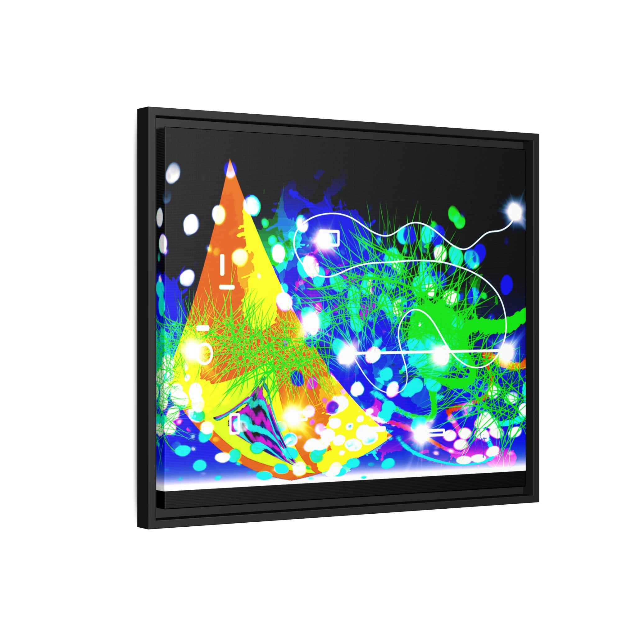 Abstract Neon Wave Matte Canvas Framed Art
