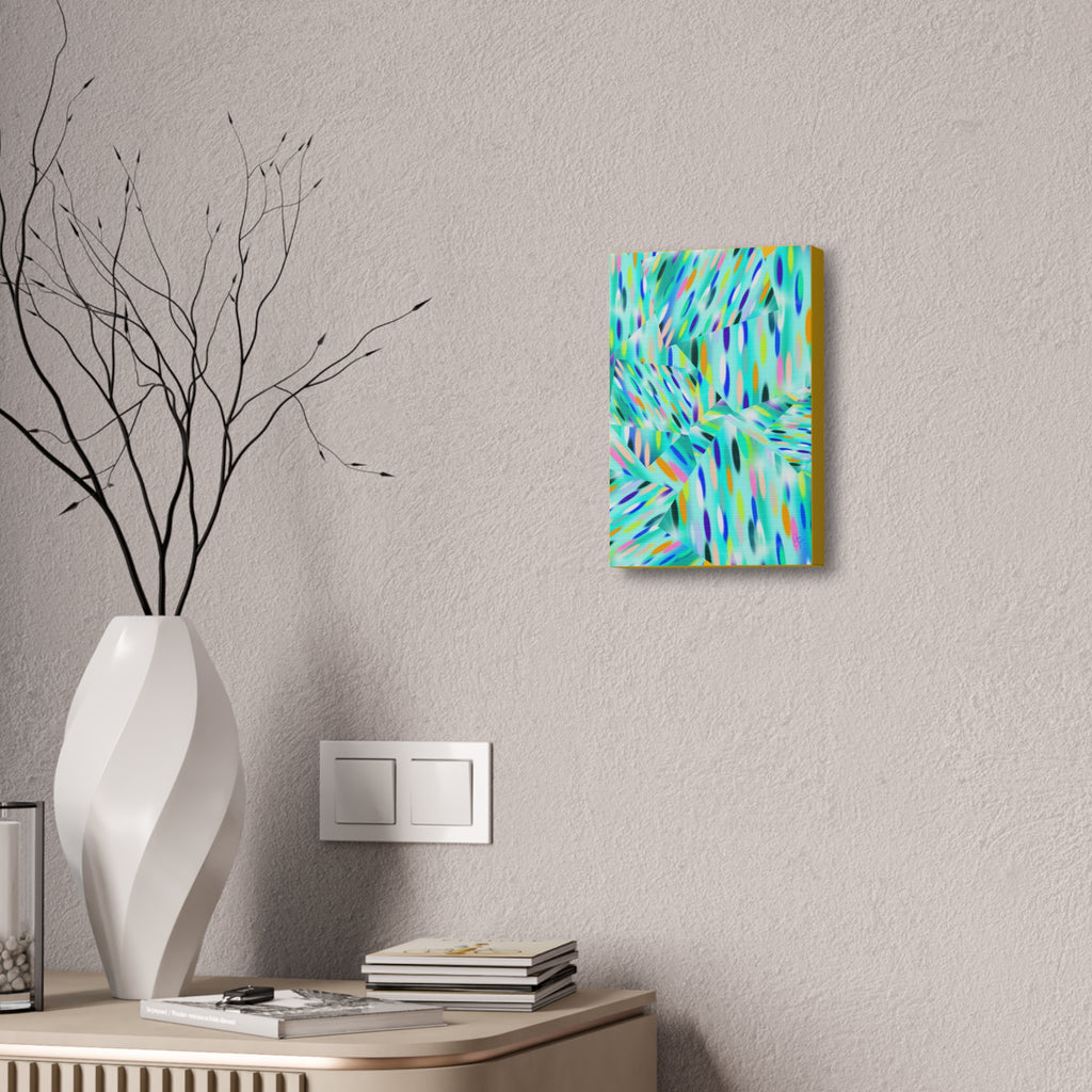 Abstract Aqua Canvas Print — Turquoise Geometric Art on Stretched 1.5" Canvas