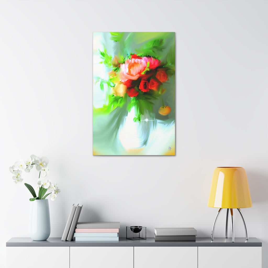 Vibrant Floral Bouquet Canvas Wall Art — Stretched 1.5"