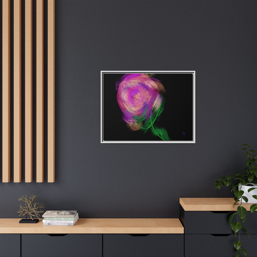 Abstract Rose Swirl Matte Framed Canvas — Multicolor Floral Wall Art