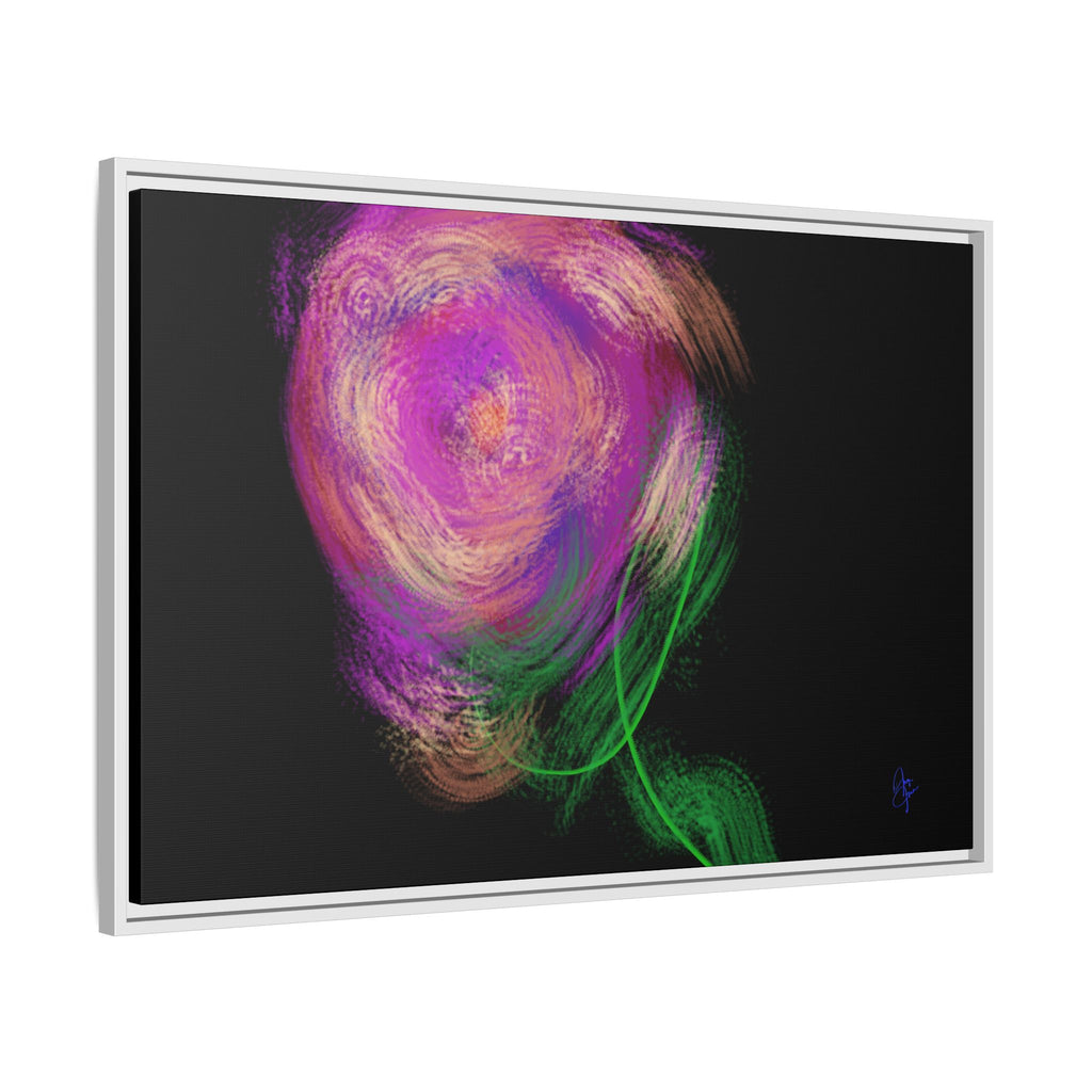 Abstract Rose Swirl Matte Framed Canvas — Multicolor Floral Wall Art