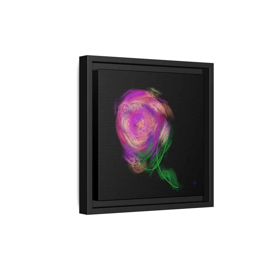 Abstract Rose Swirl Matte Framed Canvas — Multicolor Floral Wall Art