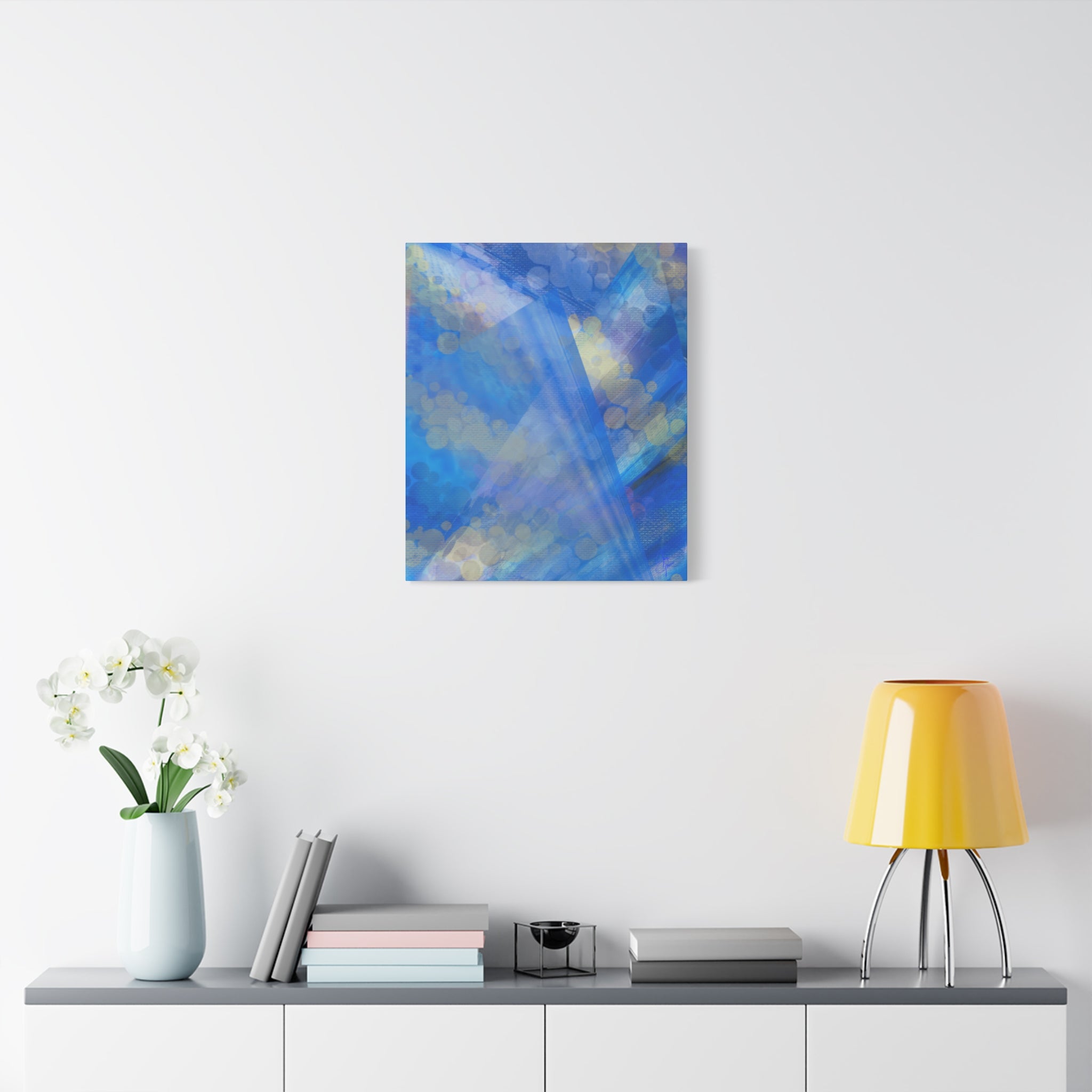 Abstract Blue Bokeh Matte Canvas Wall Art