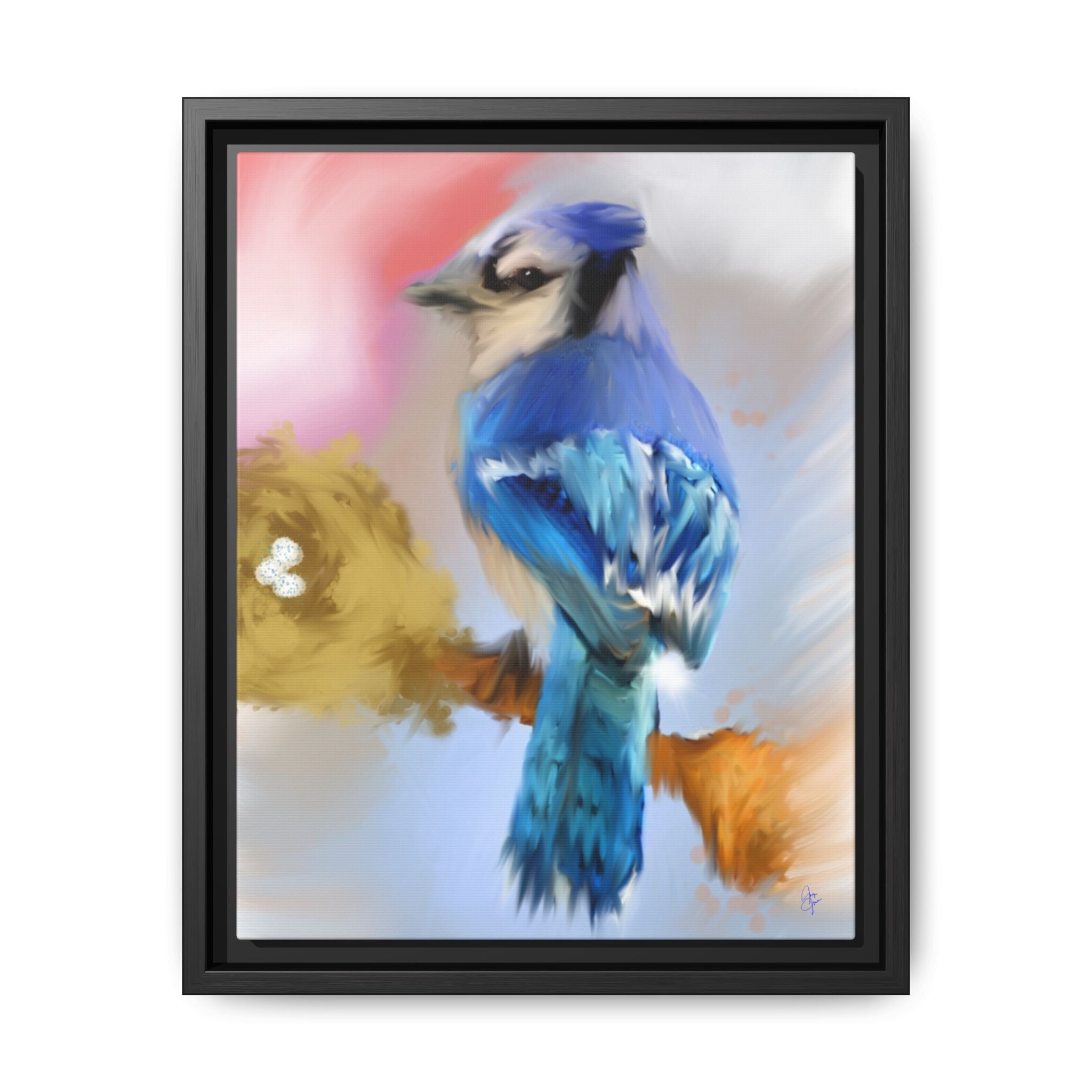 Blue Jay Art Print — Framed Matte Canvas Wall Art