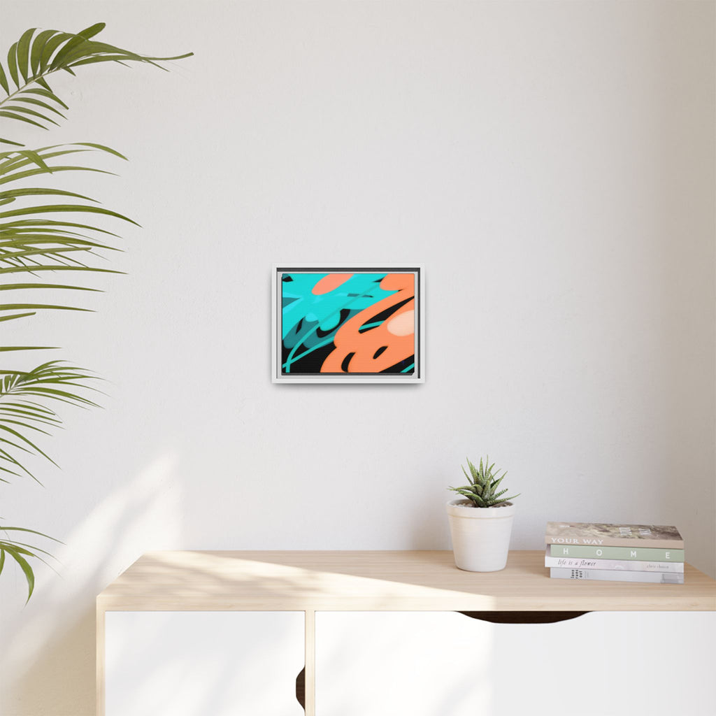 Abstract Teal & Coral Splash Framed Canvas