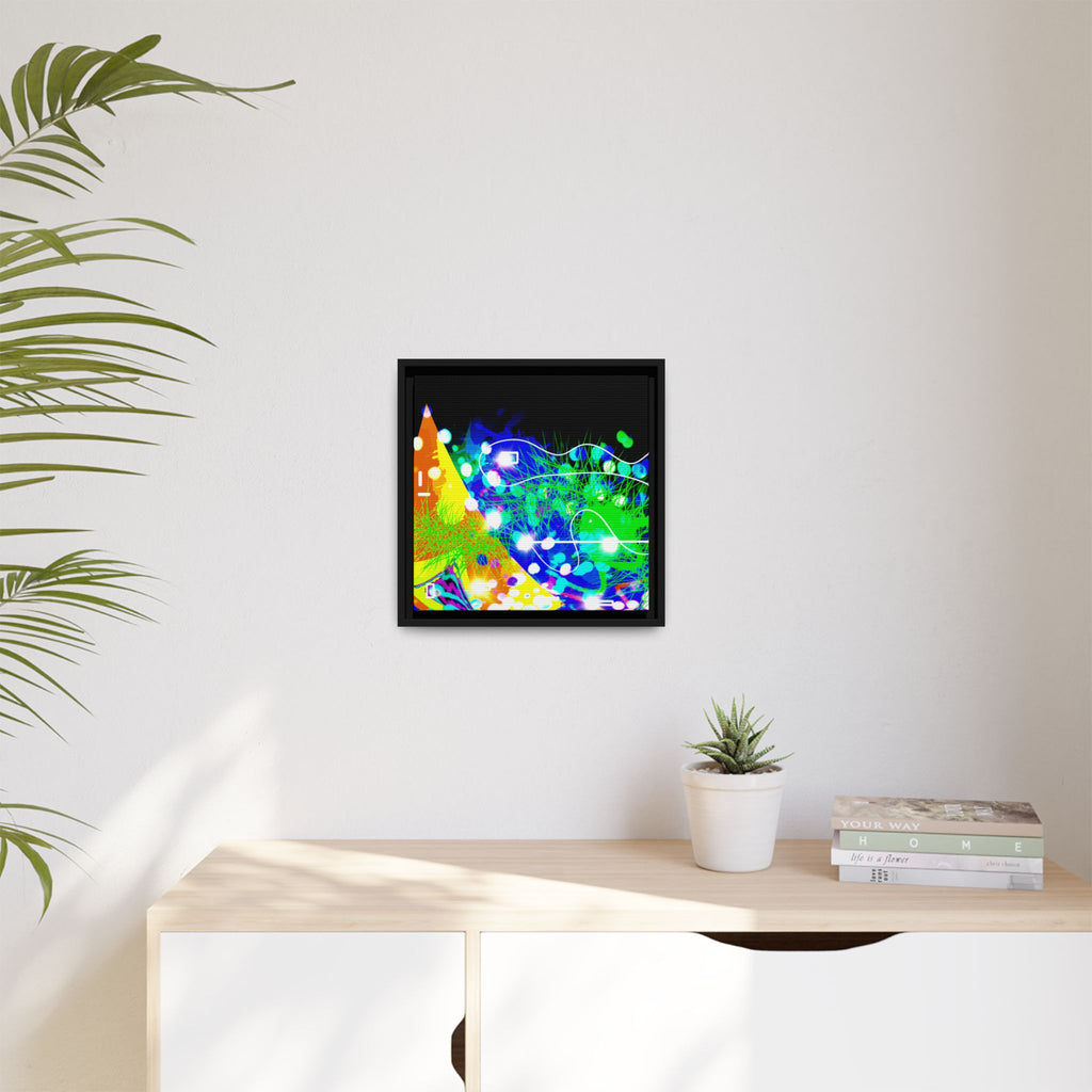 Abstract Neon Wave Matte Canvas Framed Art