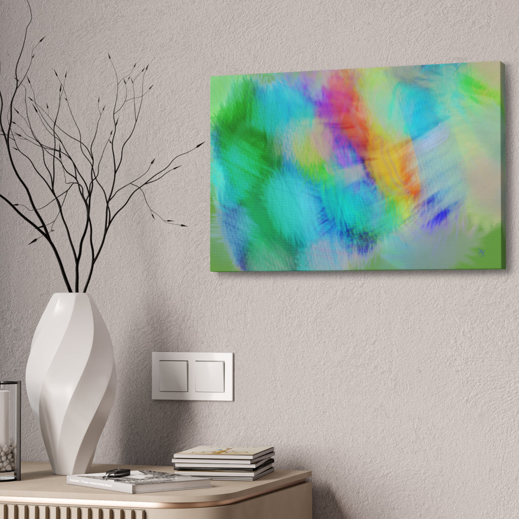 Abstract Pastel Watercolor Canvas Wall Art – Vibrant Rainbow Clouds Stretched Canvas