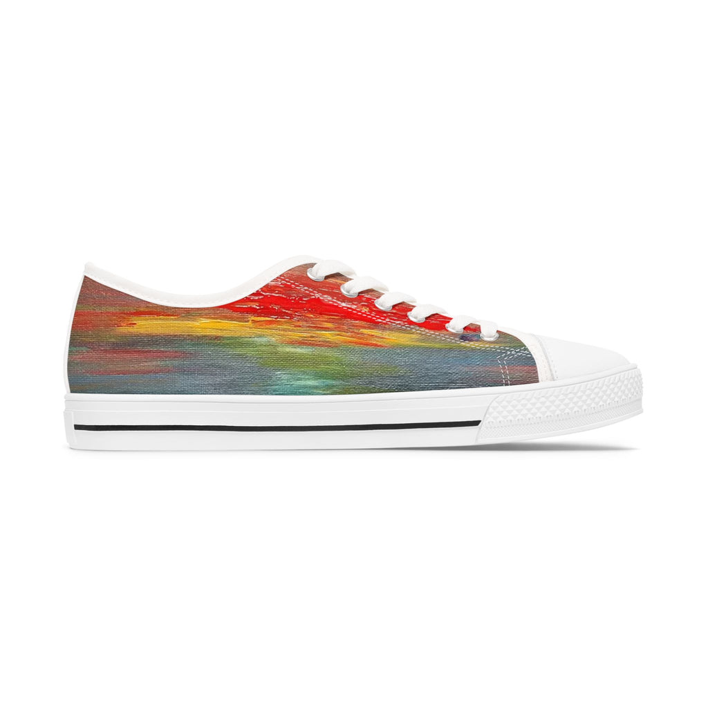 Women's Low Top Sneakers — Colorful Abstract Watercolor Canvas Shoes