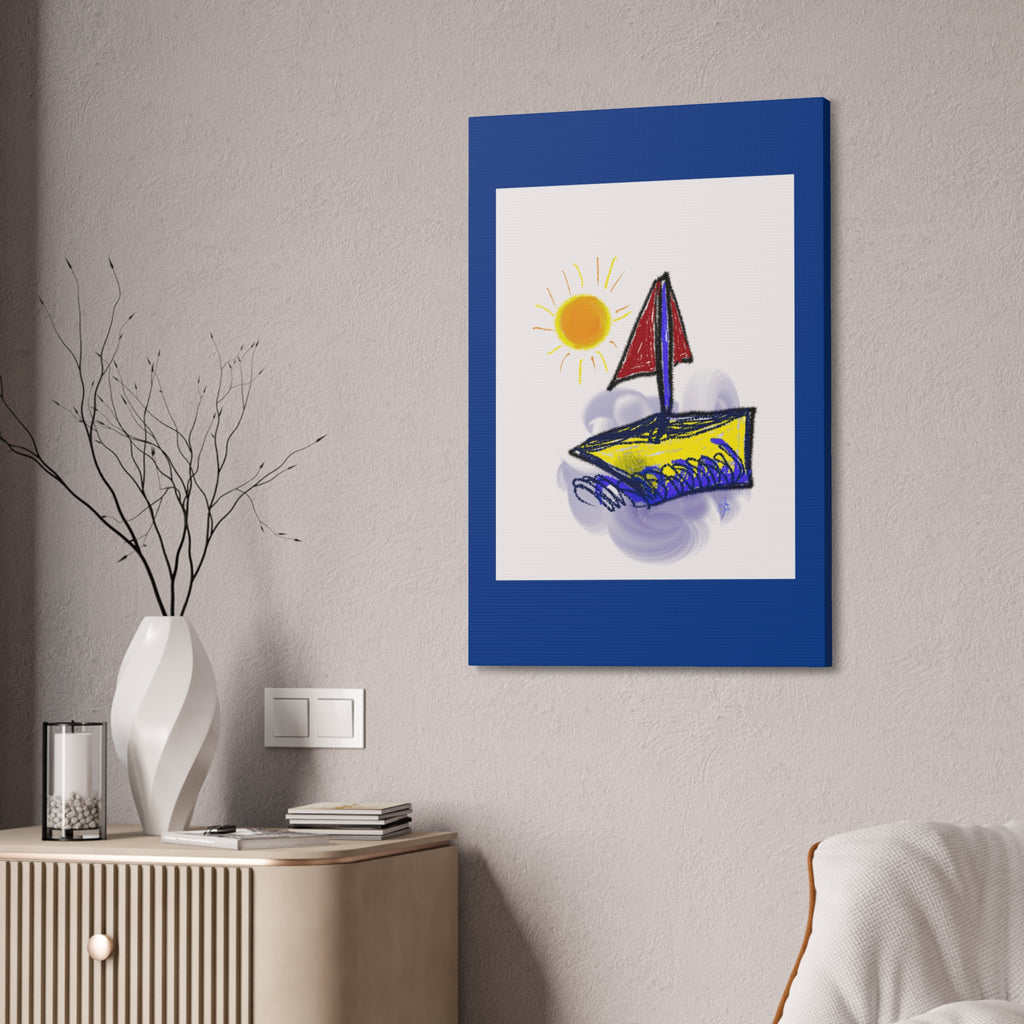 Whimsical Sailboat Canvas — Child's Room Wall Art