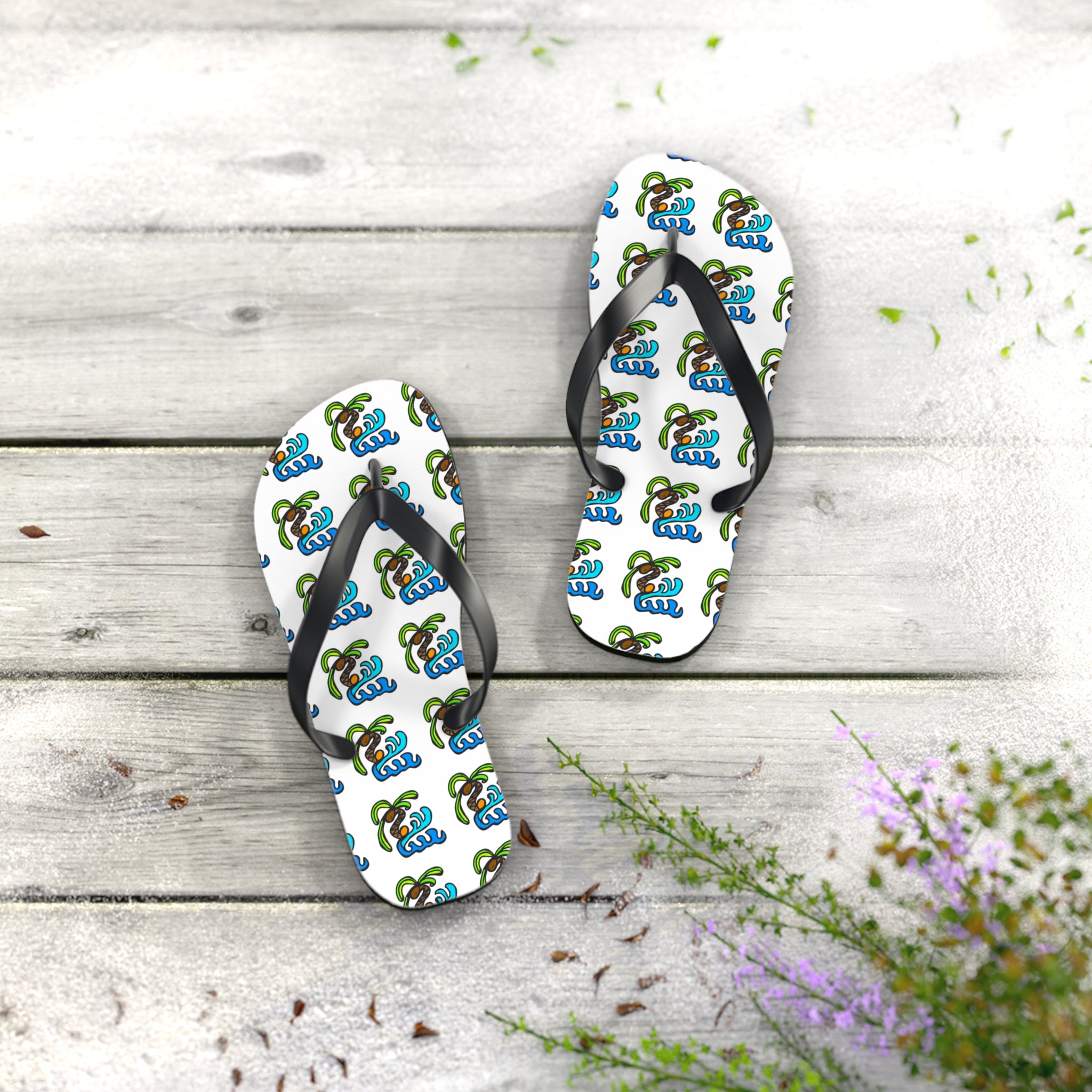 Flip Flops — Tropical Palm Tree Pattern Beach Sandals