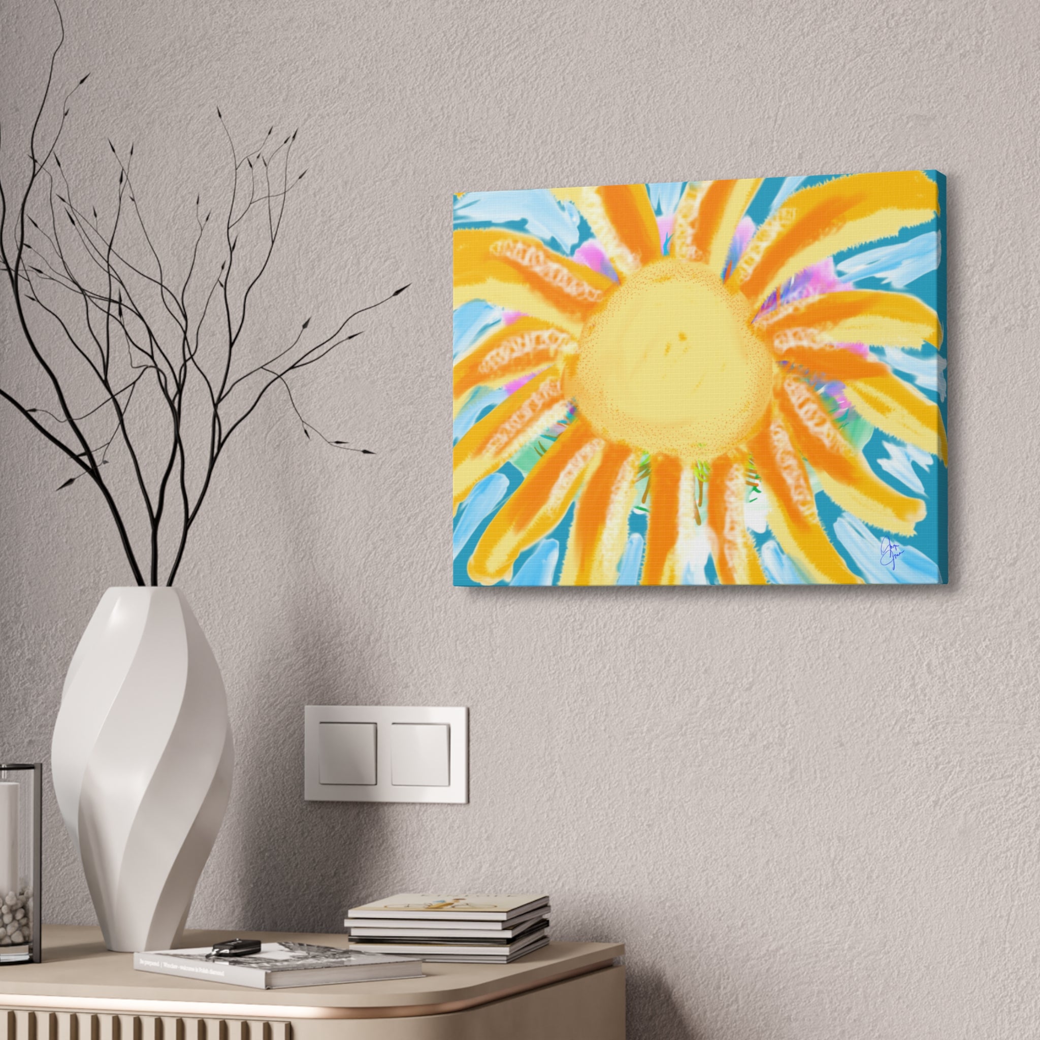 Sunburst Canvas Print — Bright Abstract Sunshine Wall Art (Stretched 1.5")