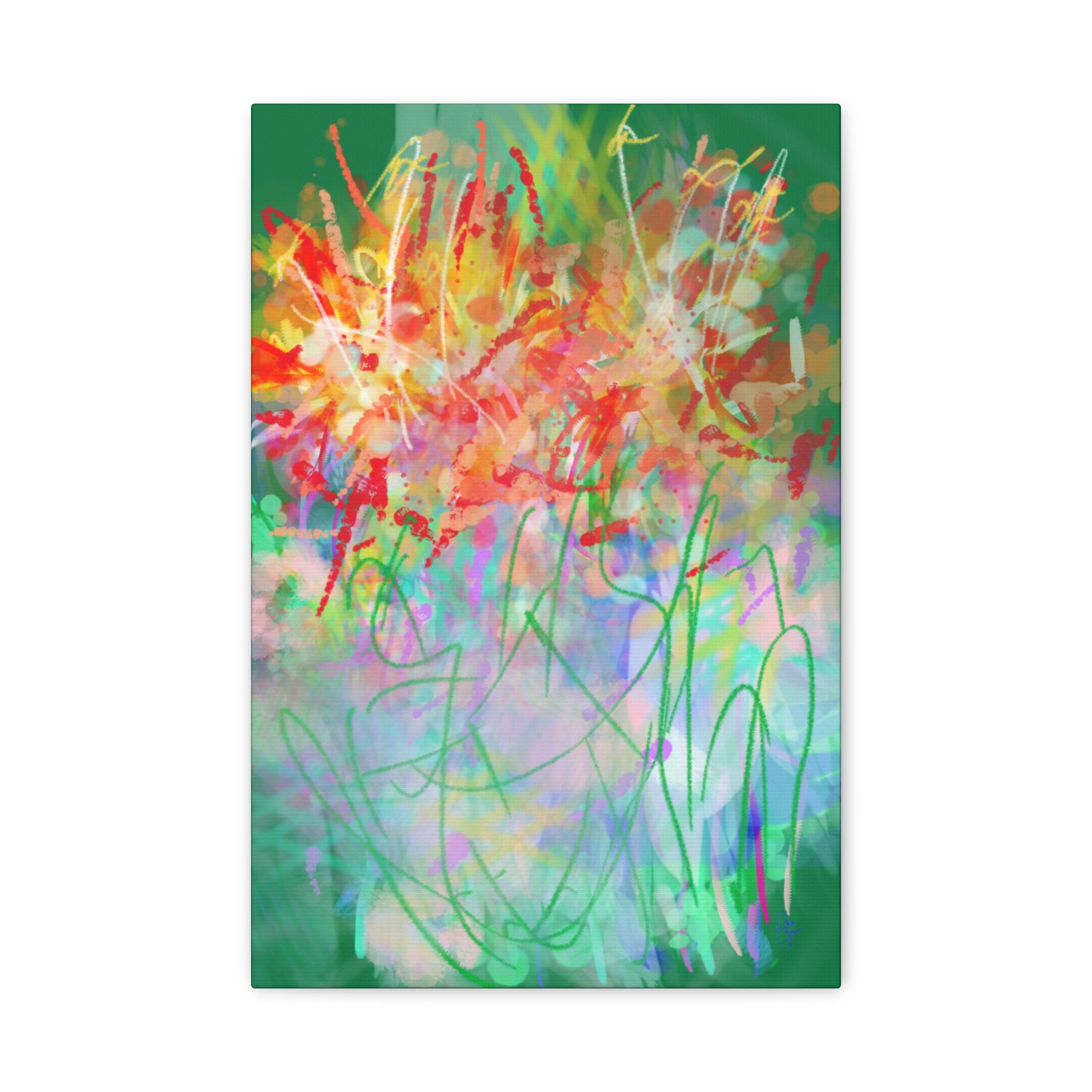 Abstract Floral Canvas Print — Colorful Spring Garden Matte Wall Art (Stretched 1.25")