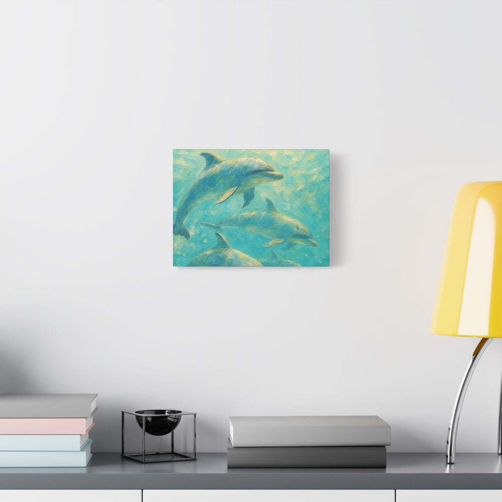 Dolphin Swim Matte Stretched Canvas – Ocean Wall Art
