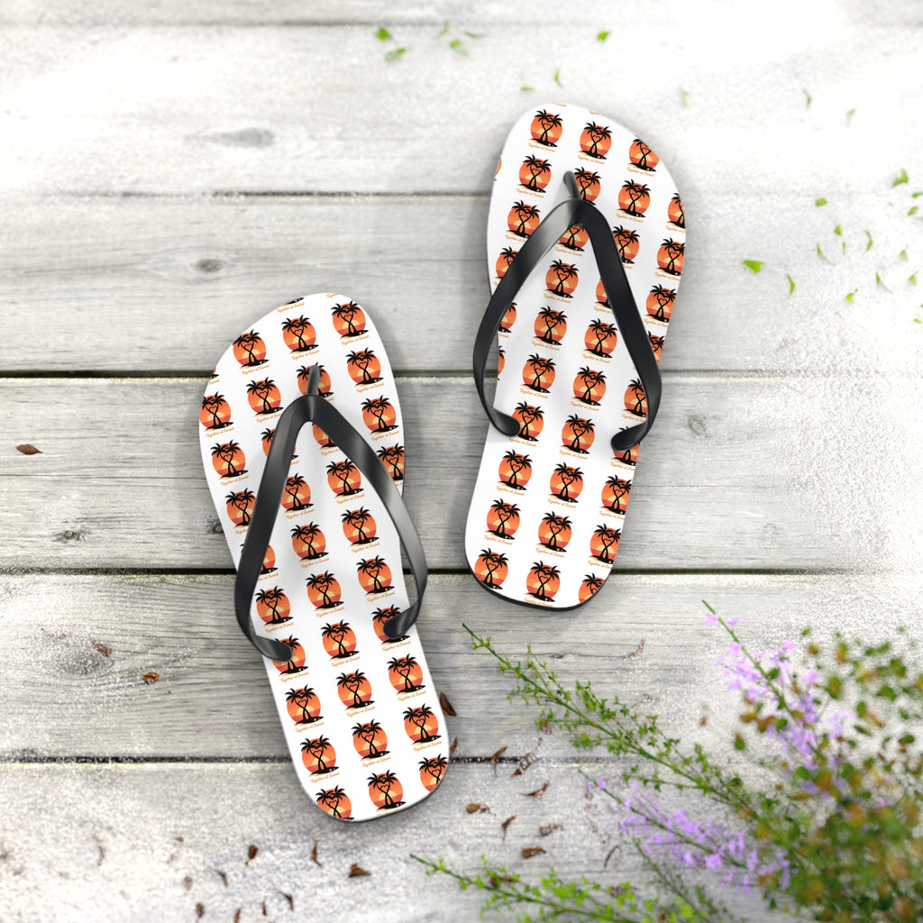 Palm Tree Sunset Flip Flops – Tropical Beach Pattern Sandals