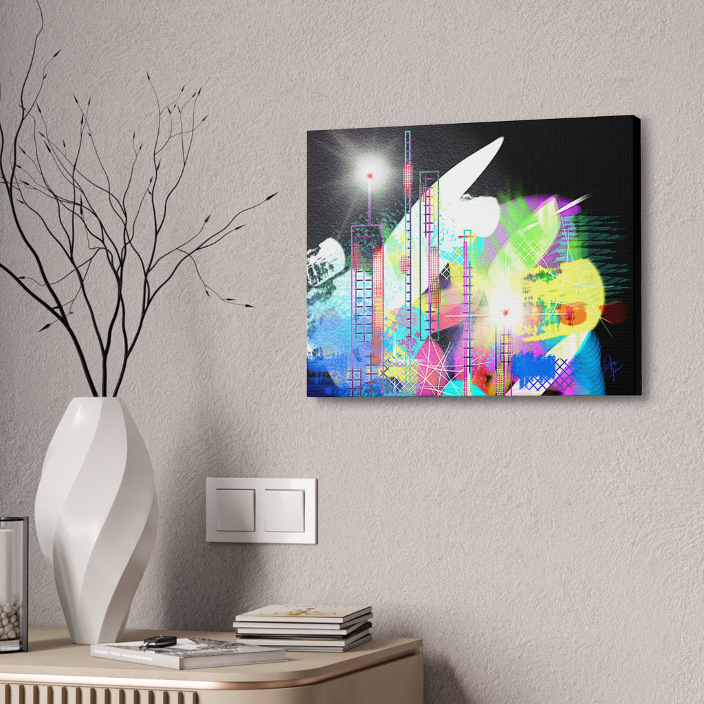 Abstract Neon Cityscape Canvas Print — Stretched 1.5"