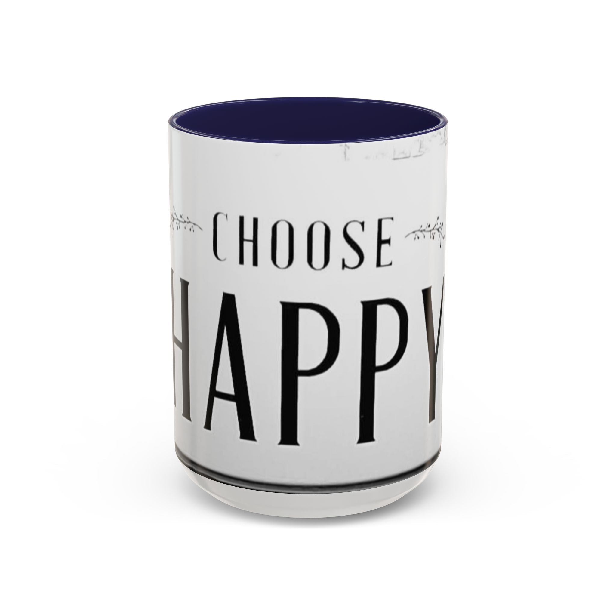 Choose Happy Accent Coffee Mug – Inspirational Black & White Ceramic Mug (11/15oz)