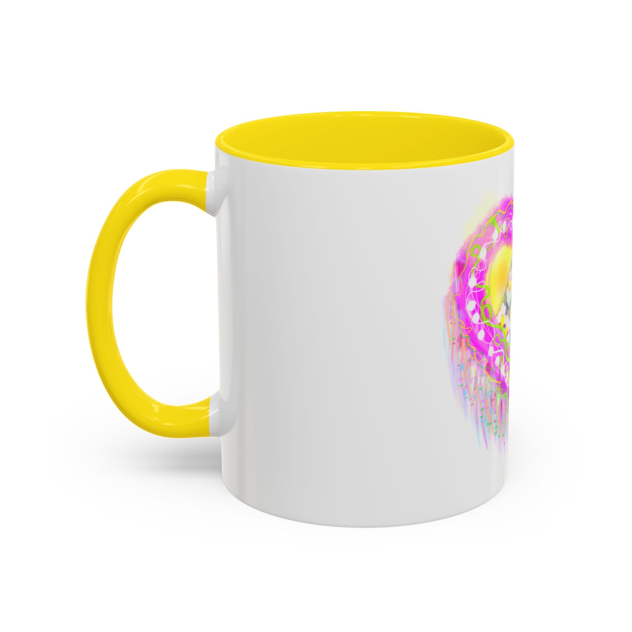 Pink Heart Floral Coffee Mug — Cute Pastel Accent Mug with Daisy Heart Design