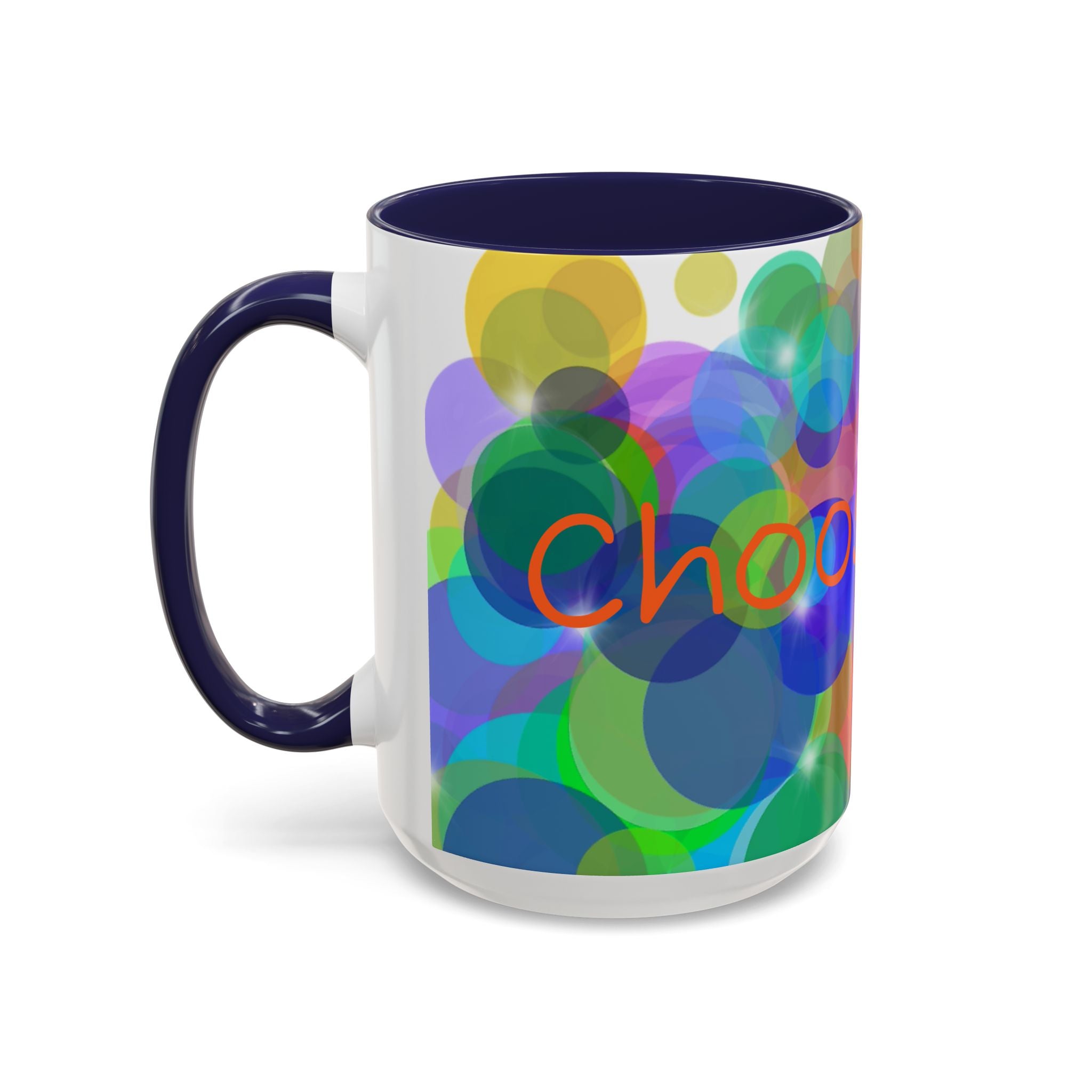 Colorful Bokeh "Choose Joy!" Accent Coffee Mug (11/15oz)