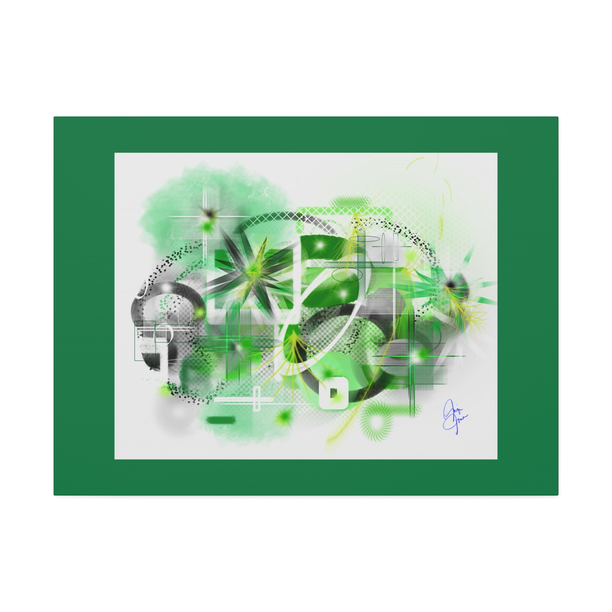 Abstract Green Geometric Canvas Stretched Print