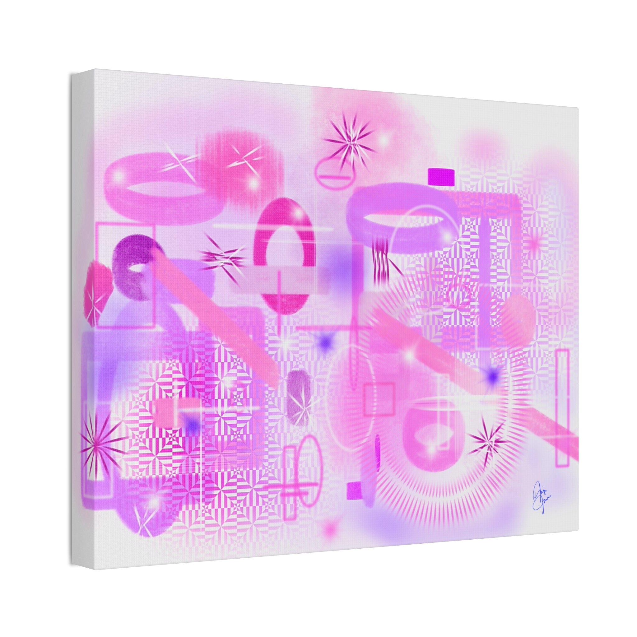 Abstract Pink Dream Canvas Wall Art — Modern Pastel Geometric Print