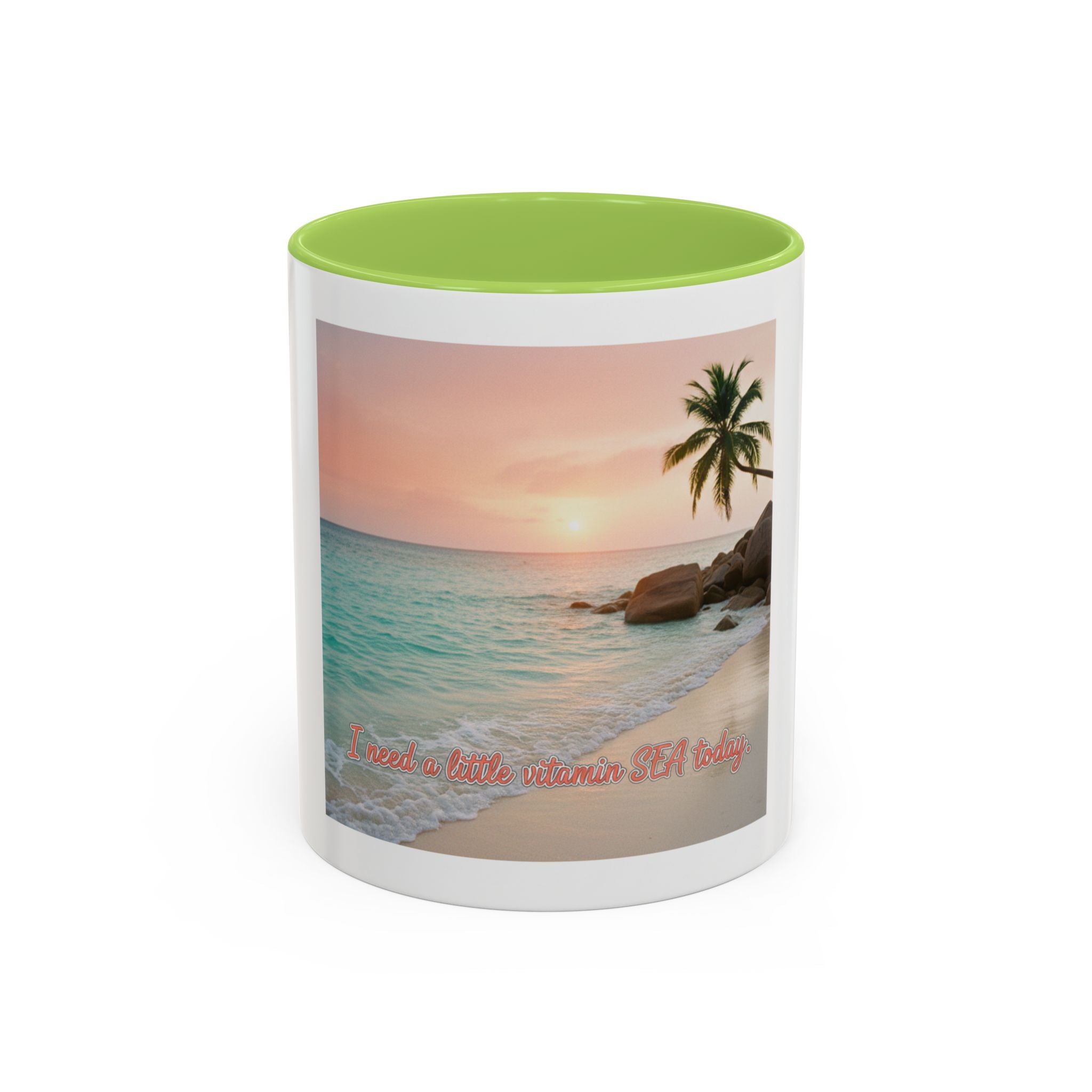Tropical Beach Coffee Mug — Sunset Palm Ocean Accent Mug (11/15 oz)