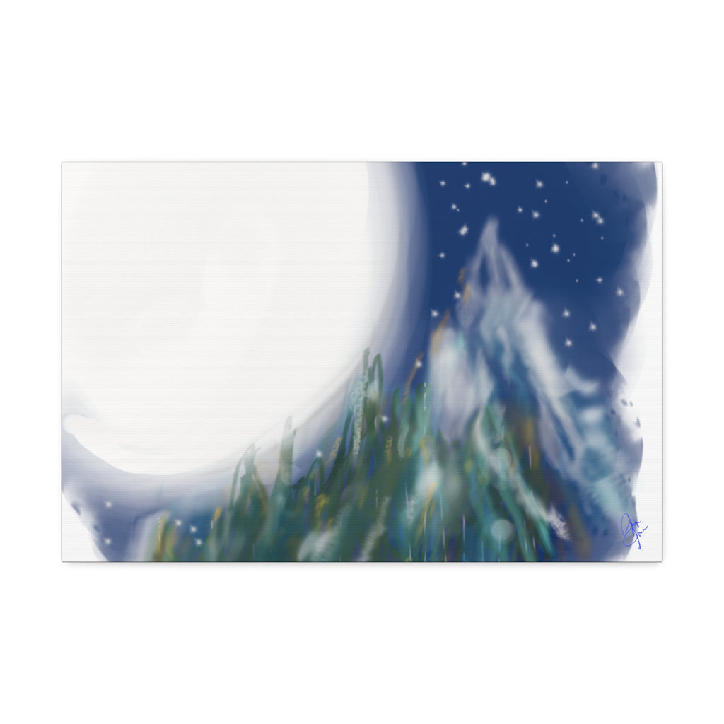 Moonlit Pine Forest Canvas Print — Stretched 1.5"