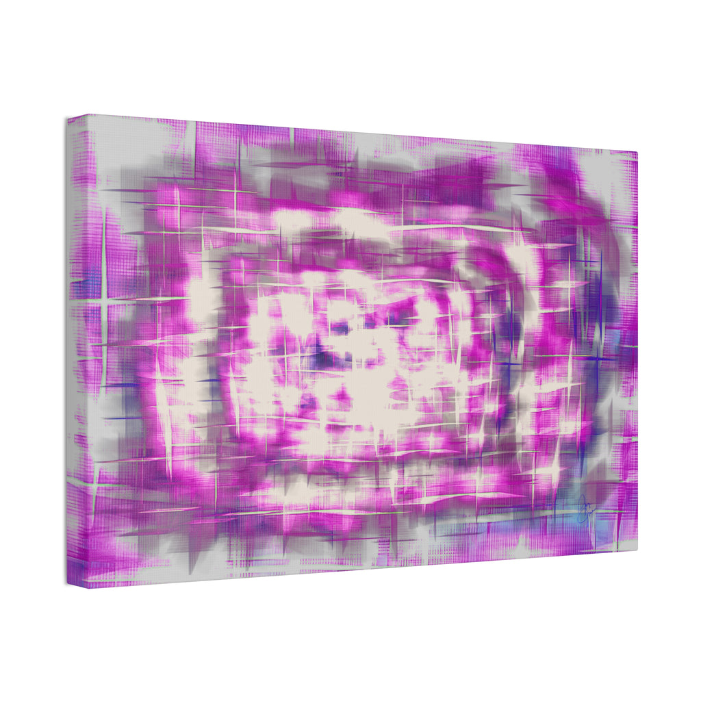 Purple Abstract Stretched Canvas Wall Art — Pink White Geometric Texture