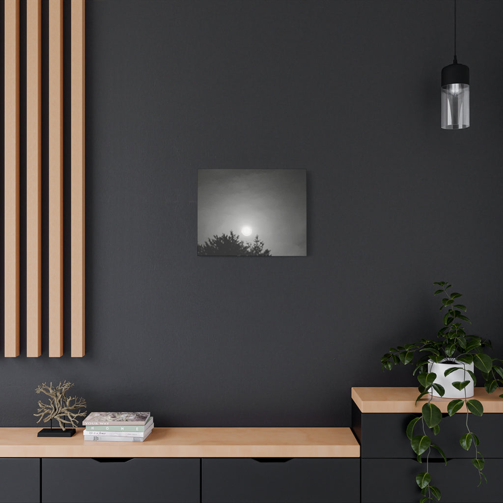 Moonlit Sky Canvas Wall Art — Black & White Night Landscape
