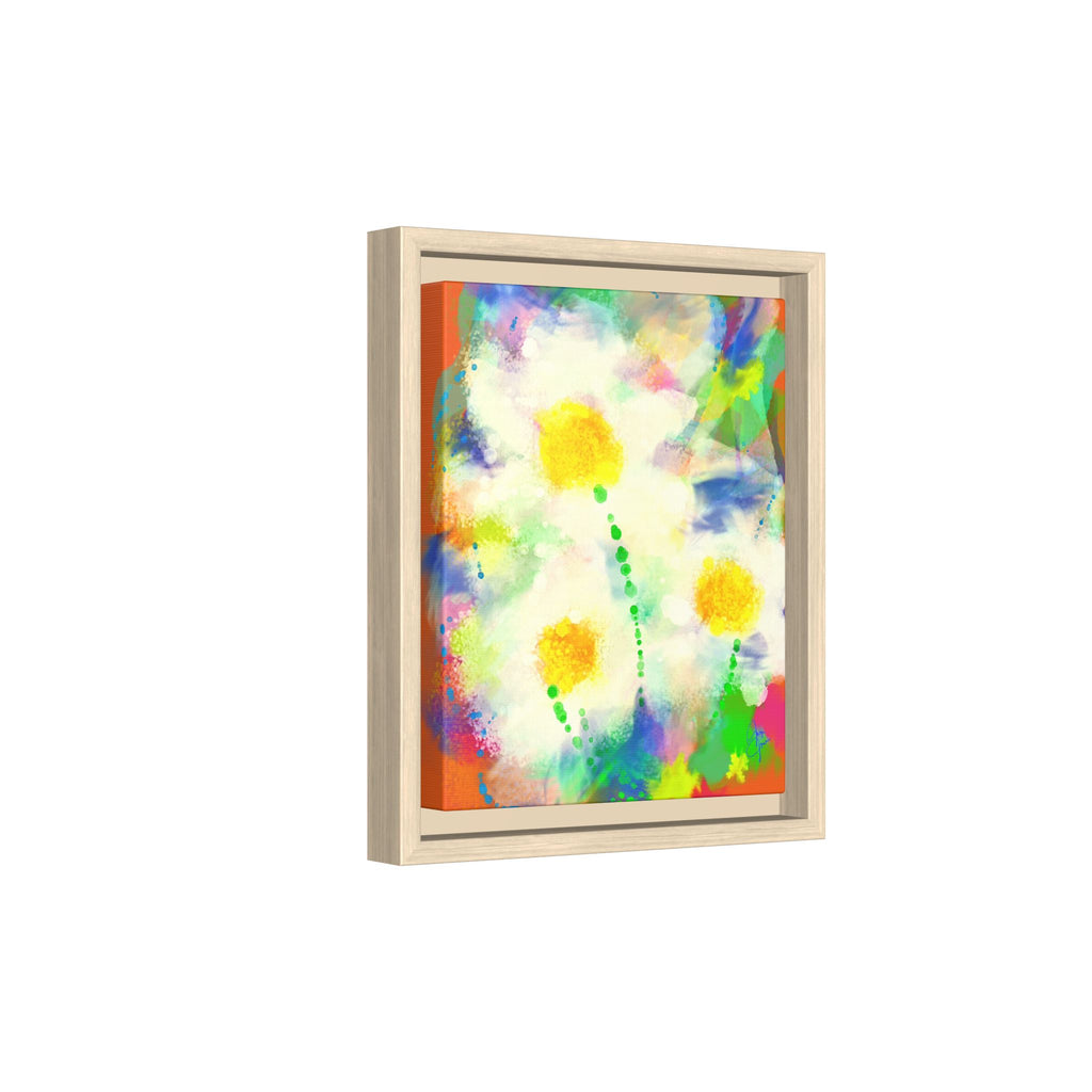 Framed Matte Canvas - Watercolor Yellow Floral Abstract Wall Art