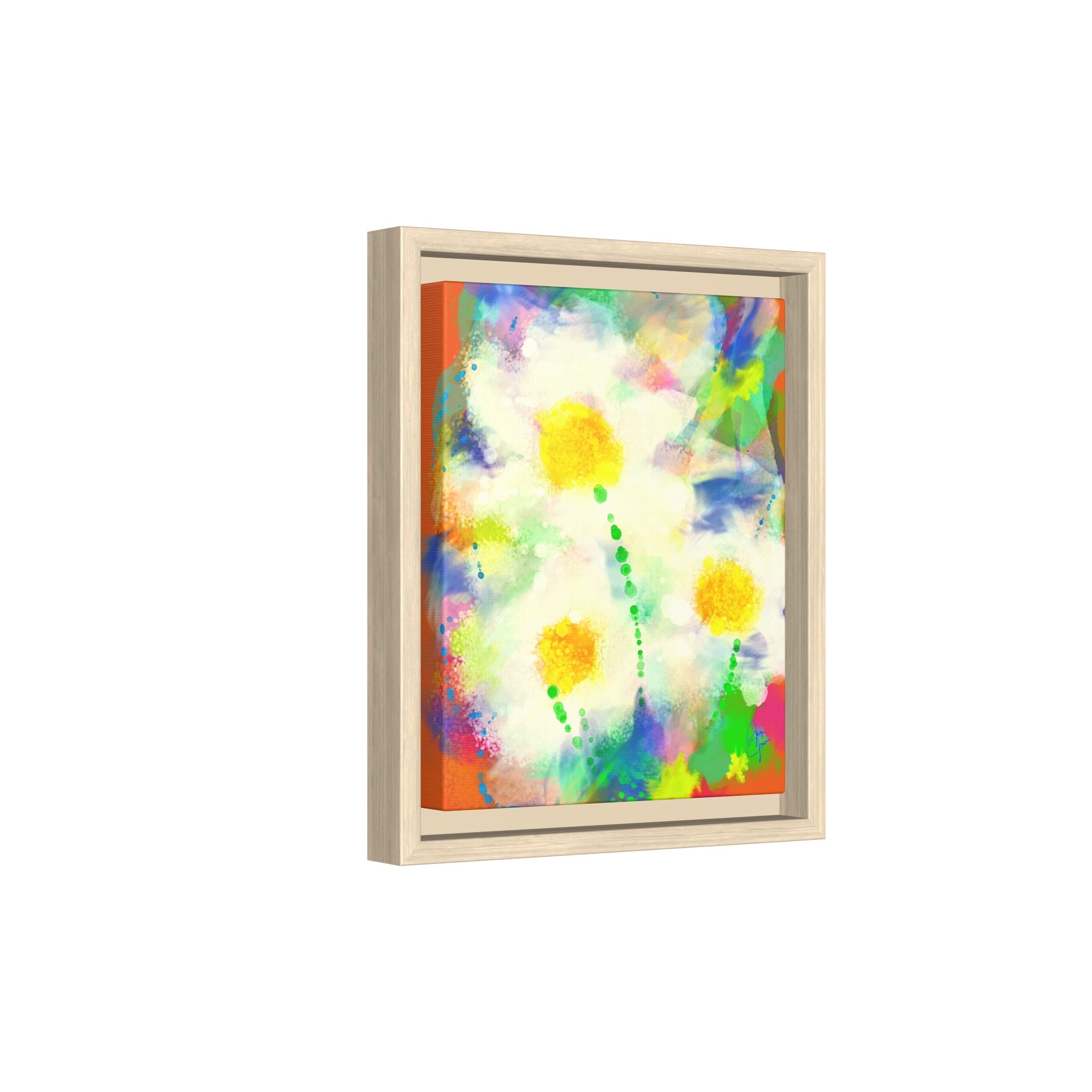 Framed Matte Canvas - Watercolor Yellow Floral Abstract Wall Art