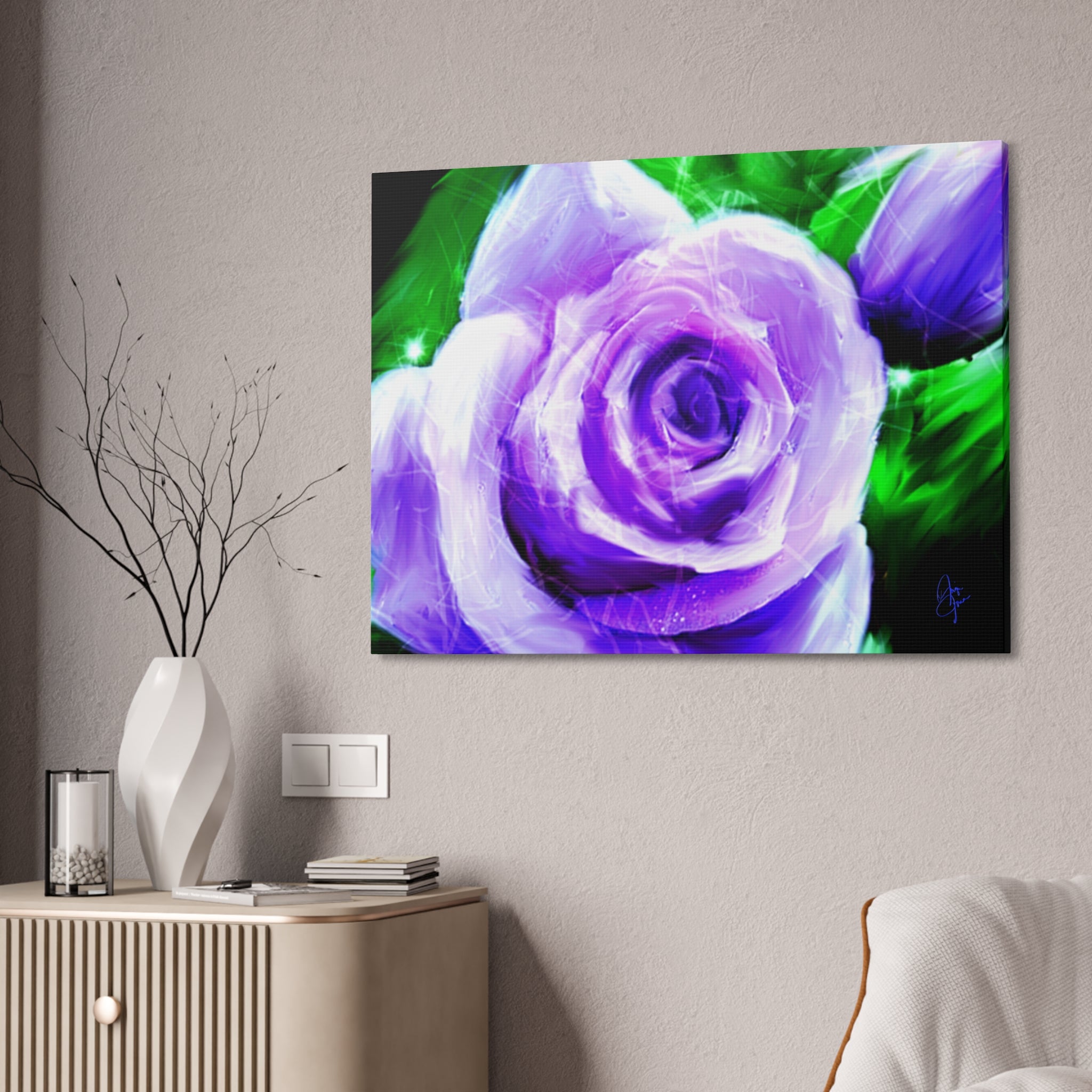 Purple Rose Canvas Print – Stretched 1.5" Floral Wall Art