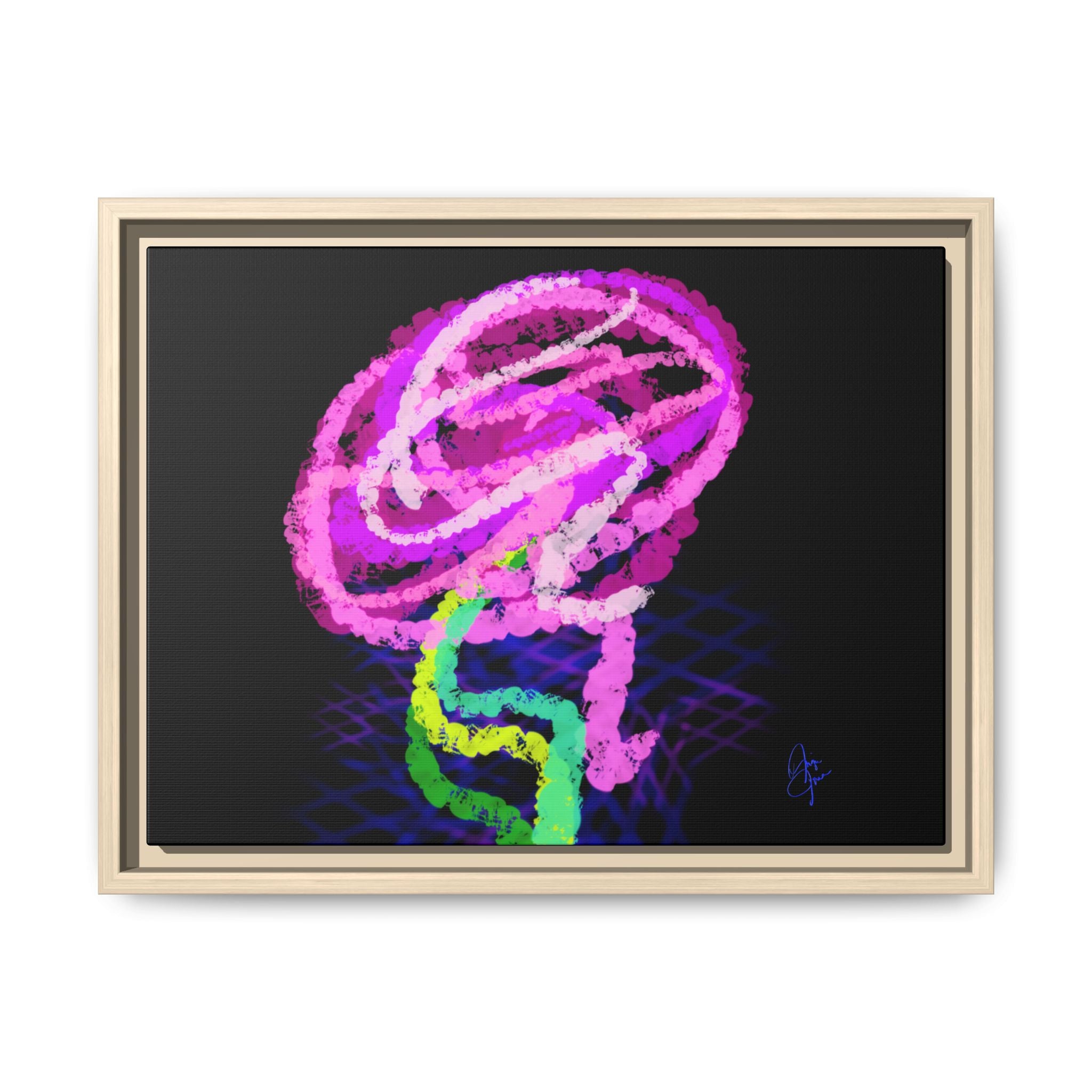 Framed Matte Canvas - Neon Rose Abstract Wall Art