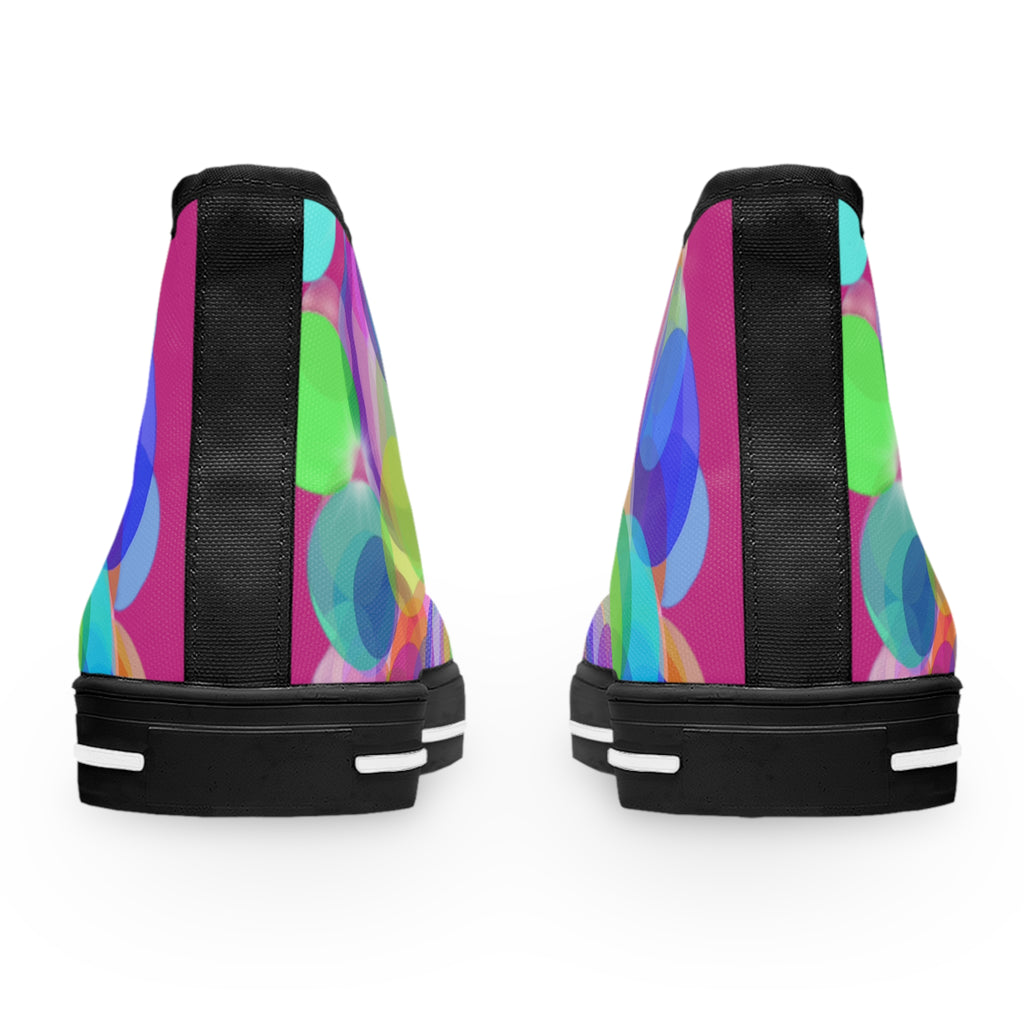 Women's High Top Sneakers — Colorful Bokeh Bubble Pattern