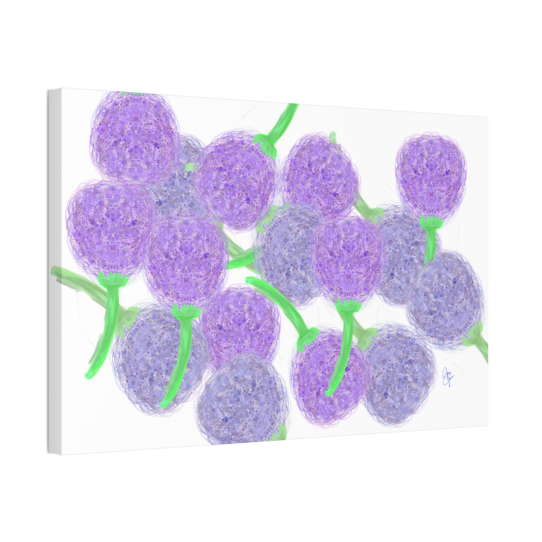 Purple Berry Art Canvas Print — Floral Abstract Wall Decor (Stretched 1.5")