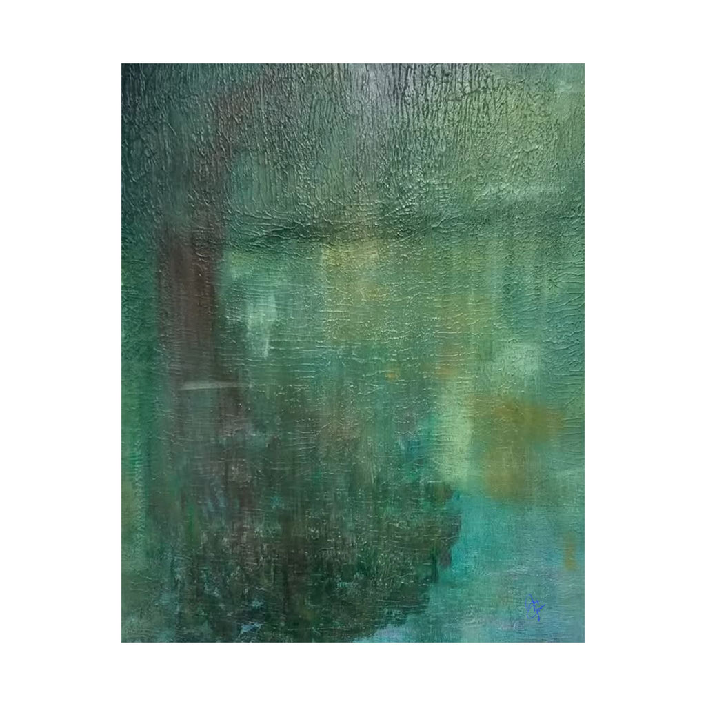 Abstract Teal Canvas Matte Poster — Serene Green Wall Art