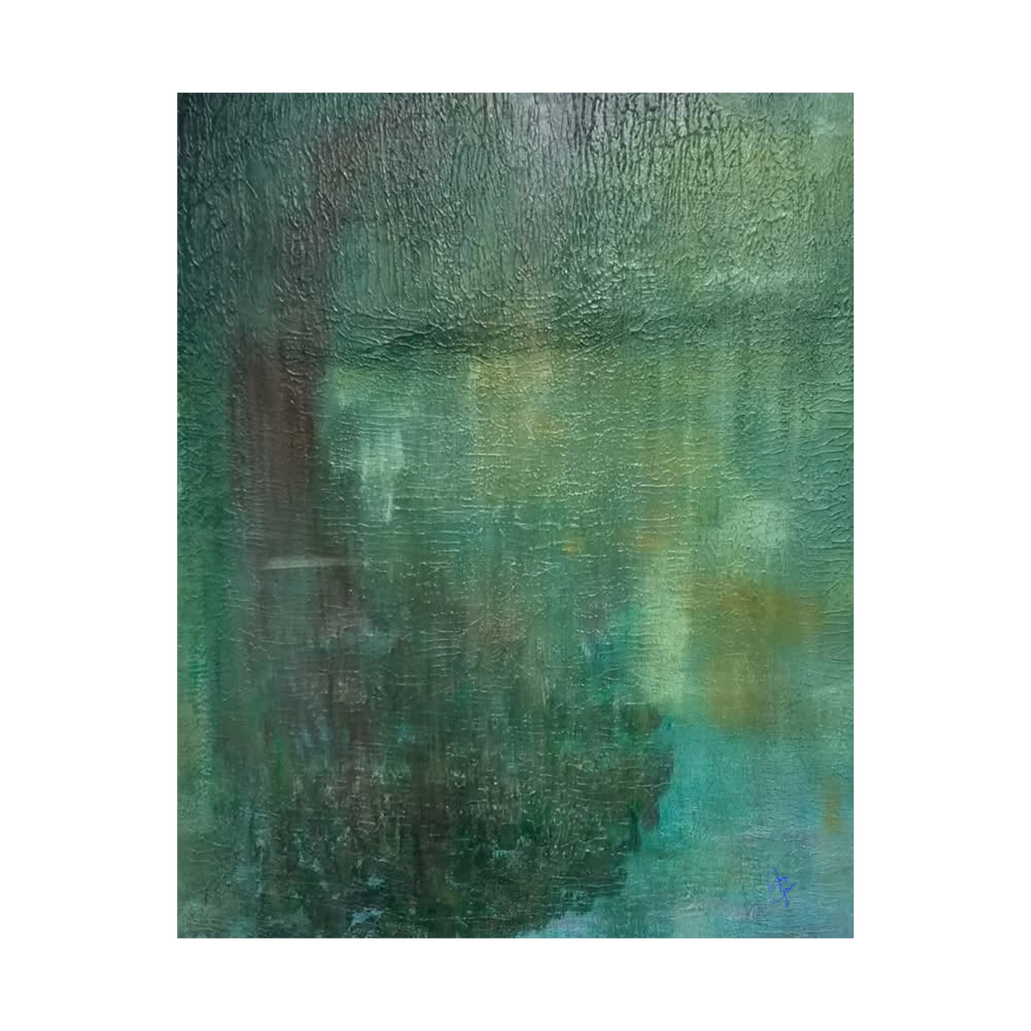 Abstract Teal Canvas Matte Poster — Serene Green Wall Art