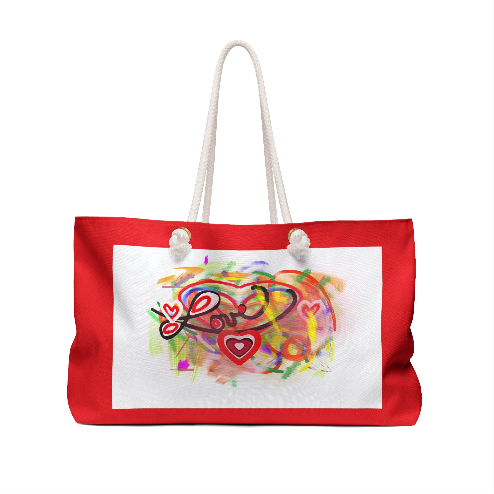 Love Heart Weekender Bag — Colorful Abstract Heart Travel Tote