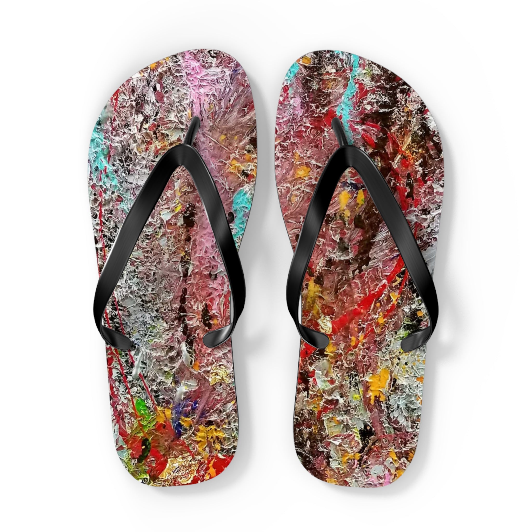 Artistic Abstract Flip Flops — Colorful Graffiti Texture Sandals